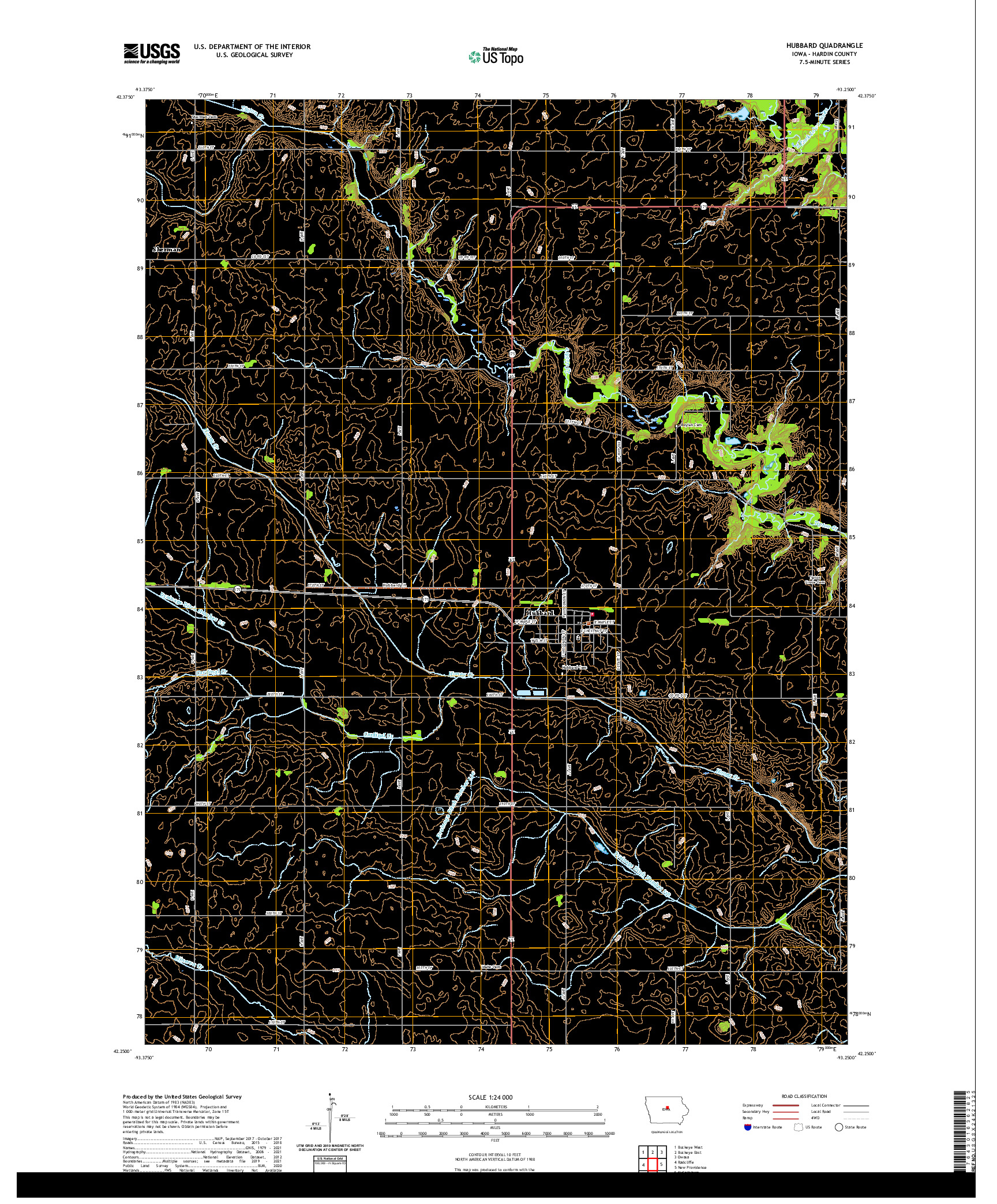 US TOPO 7.5-MINUTE MAP FOR HUBBARD, IA