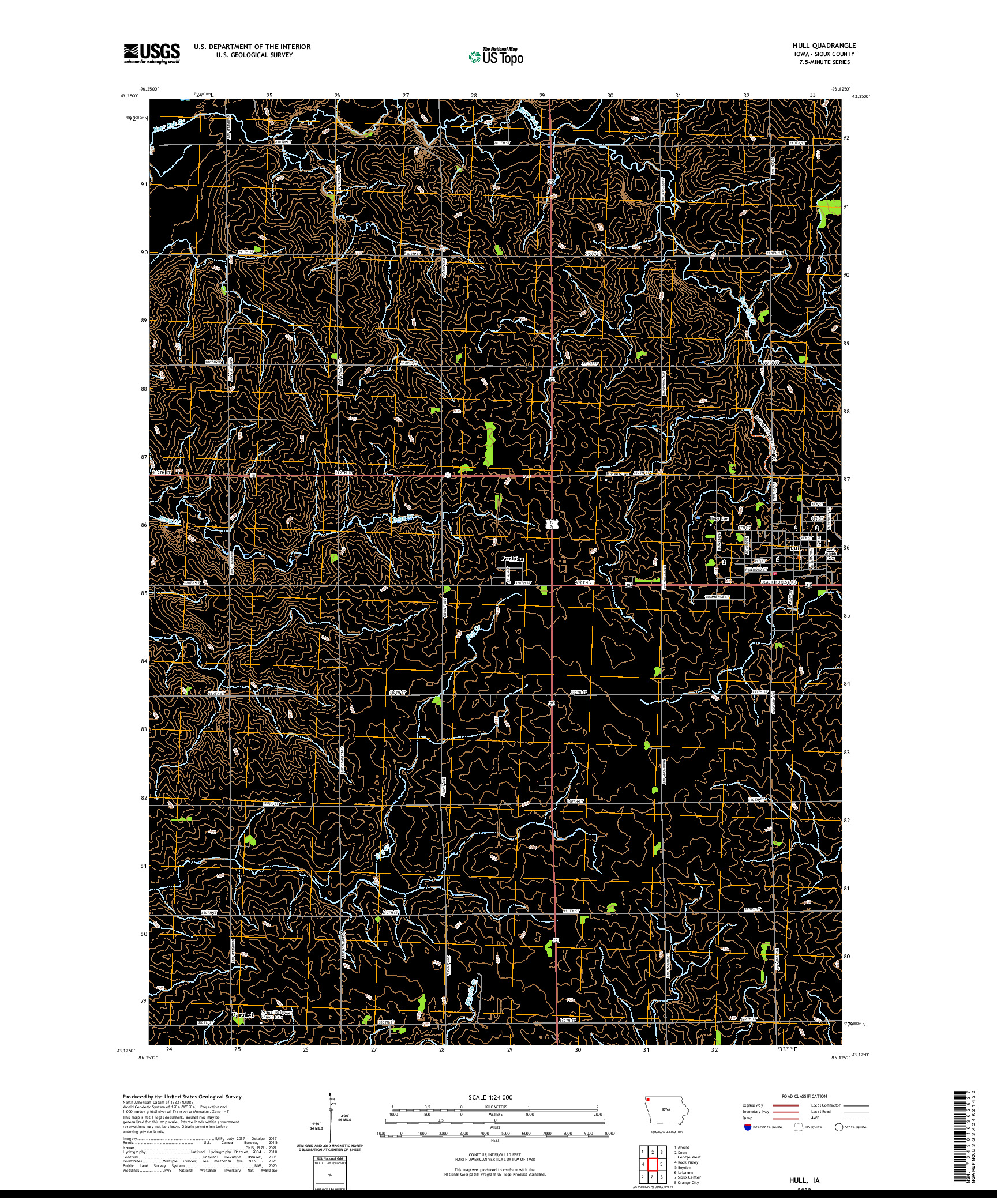 US TOPO 7.5-MINUTE MAP FOR HULL, IA