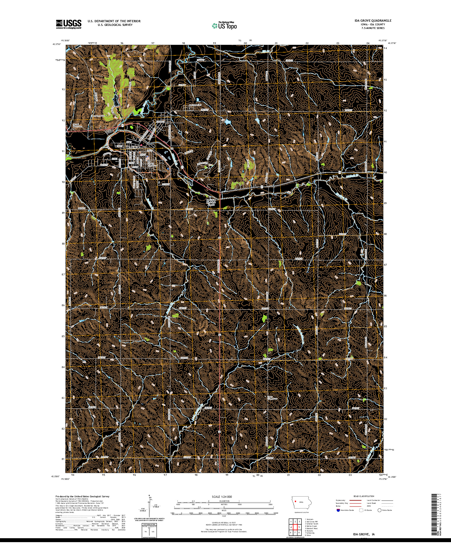 US TOPO 7.5-MINUTE MAP FOR IDA GROVE, IA