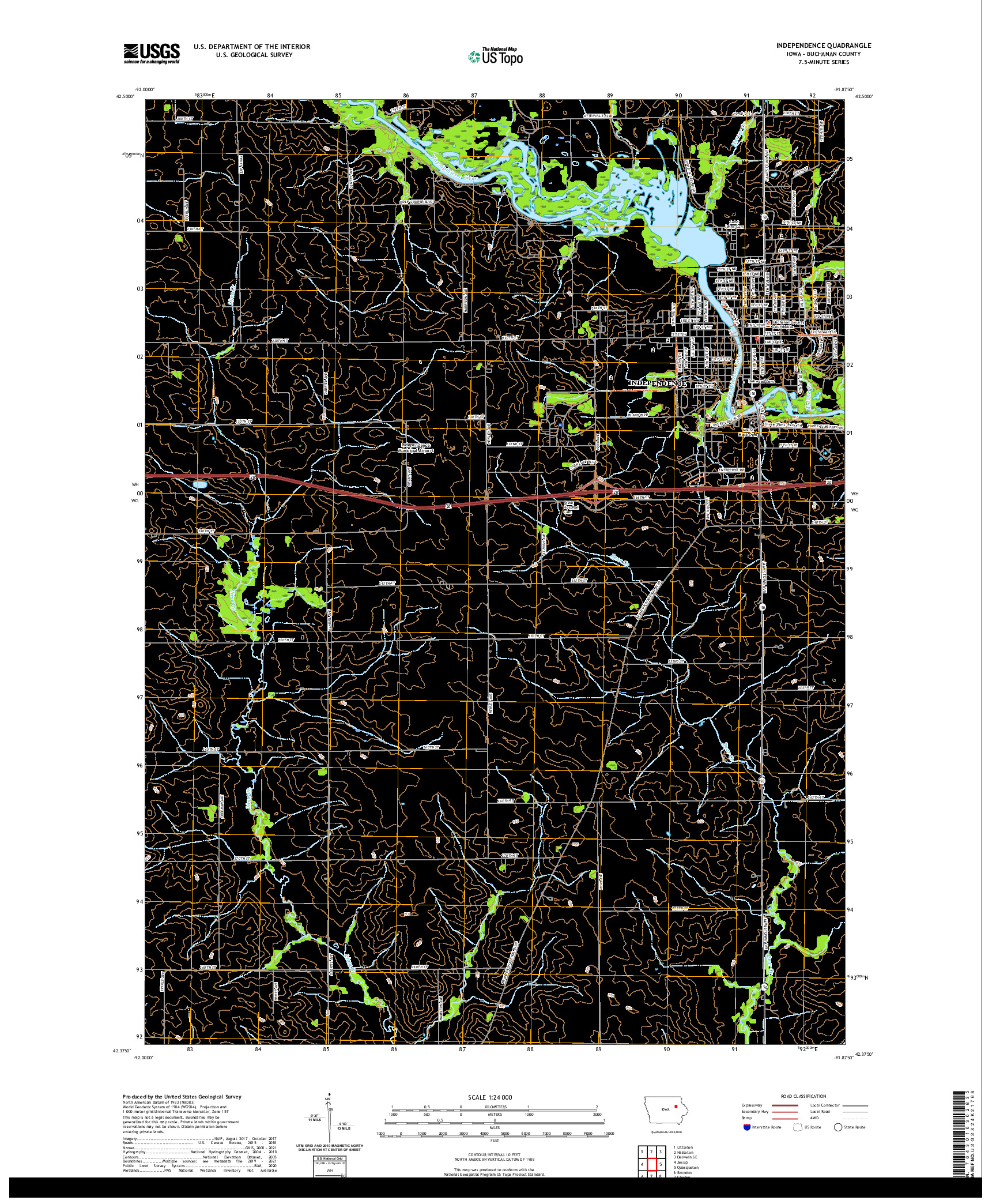 US TOPO 7.5-MINUTE MAP FOR INDEPENDENCE, IA