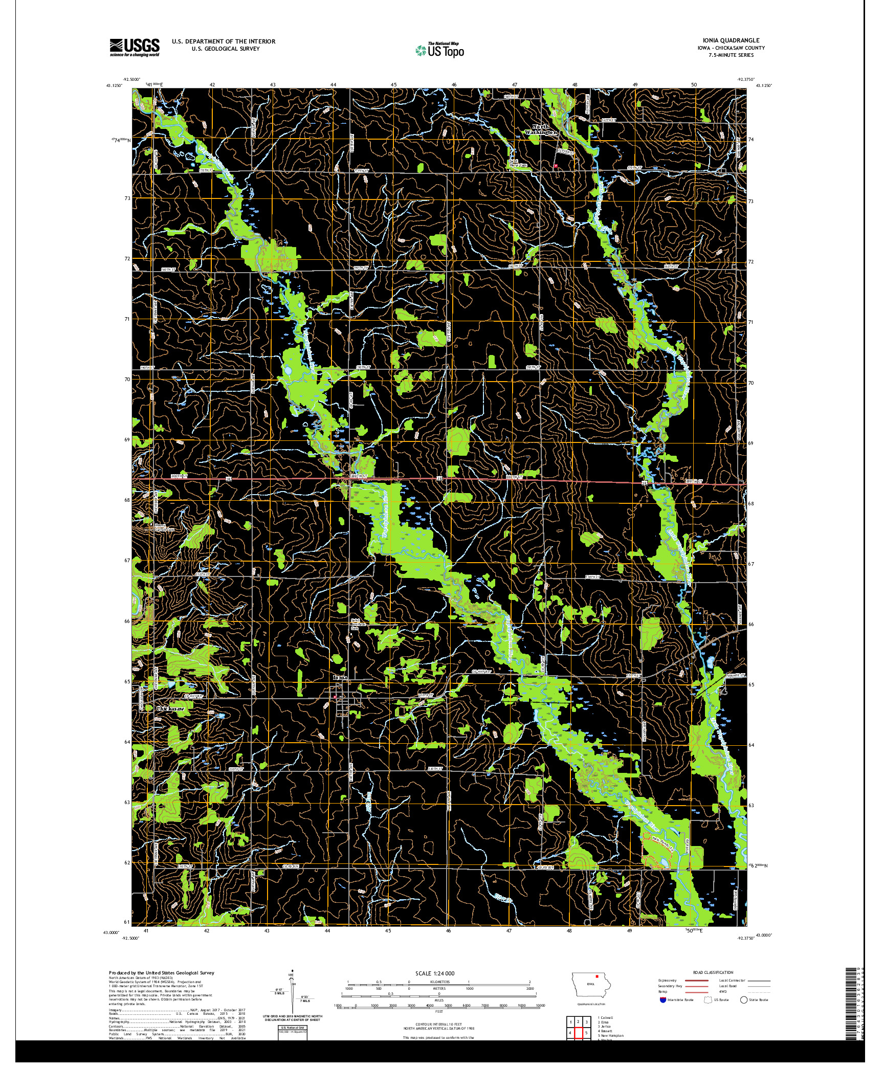 US TOPO 7.5-MINUTE MAP FOR IONIA, IA