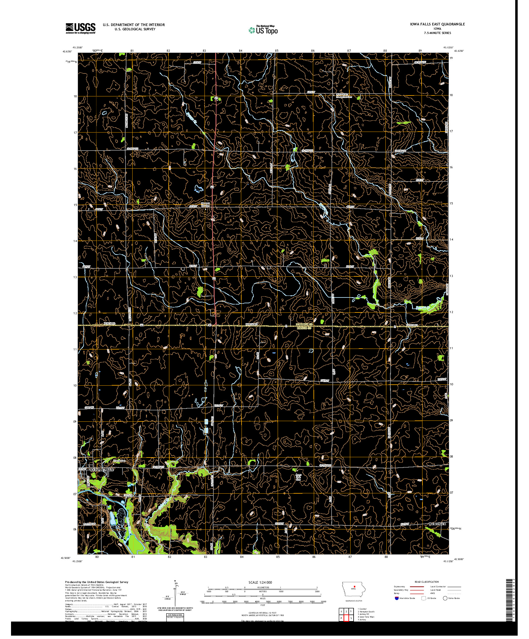 US TOPO 7.5-MINUTE MAP FOR IOWA FALLS EAST, IA