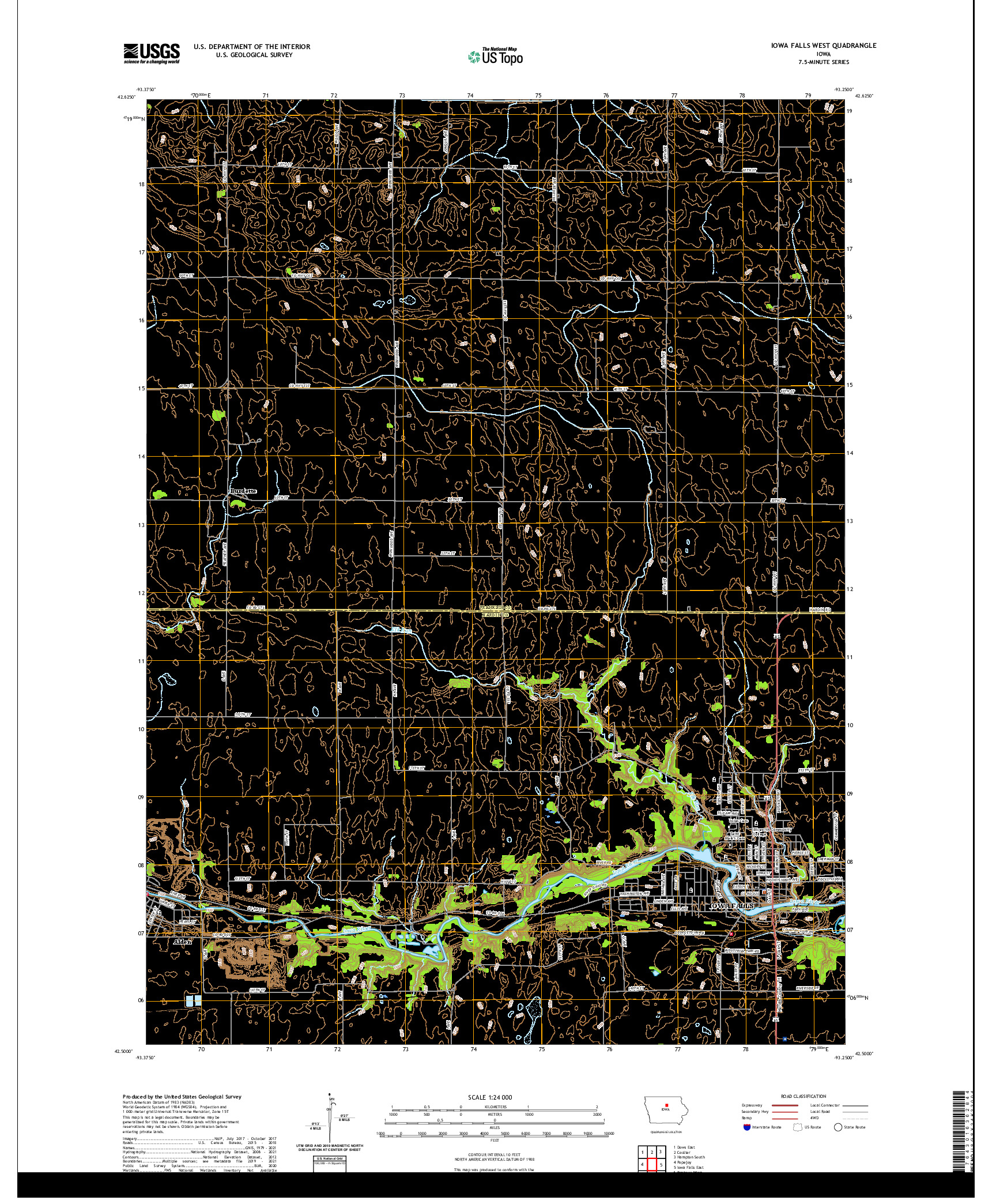 US TOPO 7.5-MINUTE MAP FOR IOWA FALLS WEST, IA