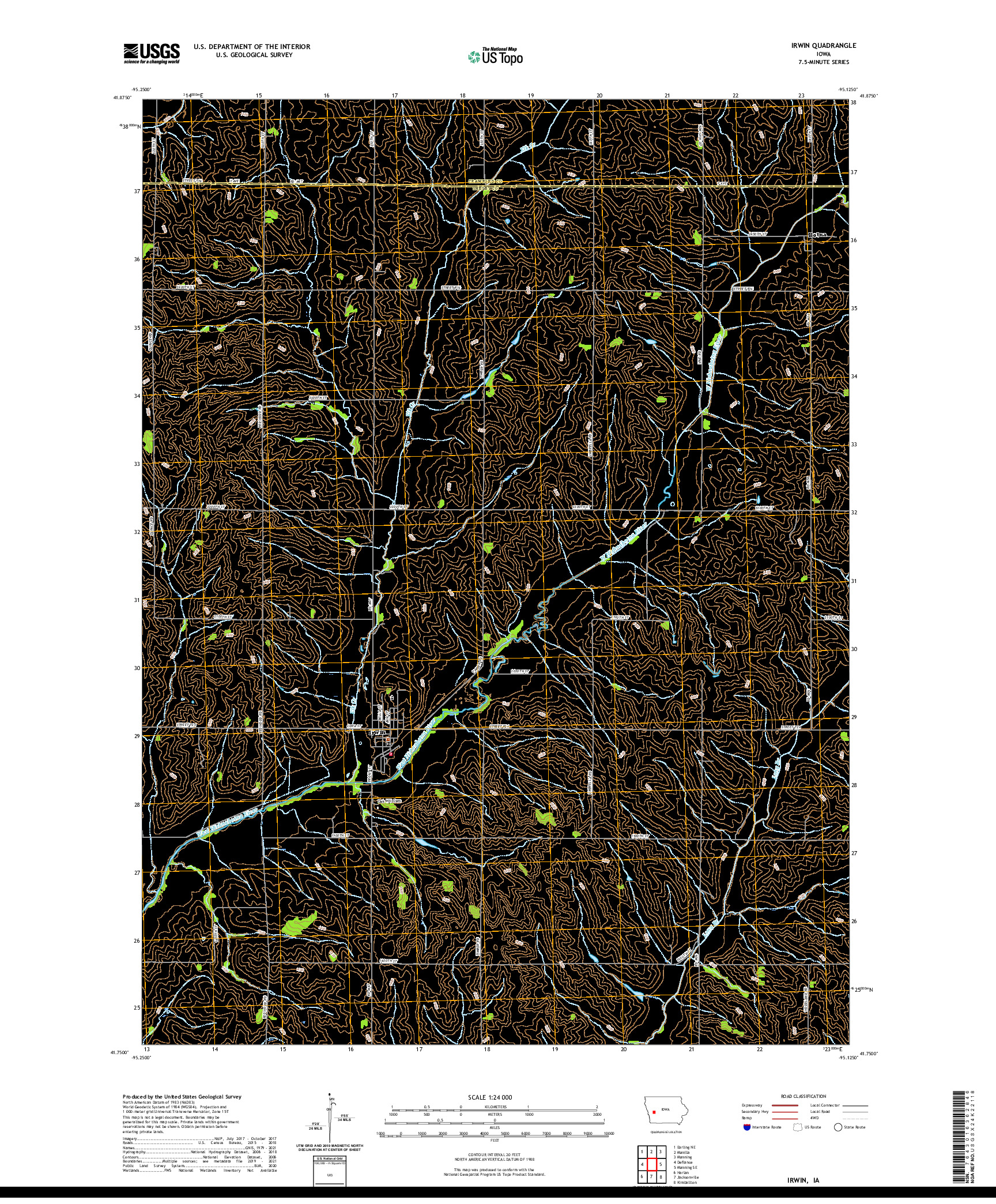 US TOPO 7.5-MINUTE MAP FOR IRWIN, IA