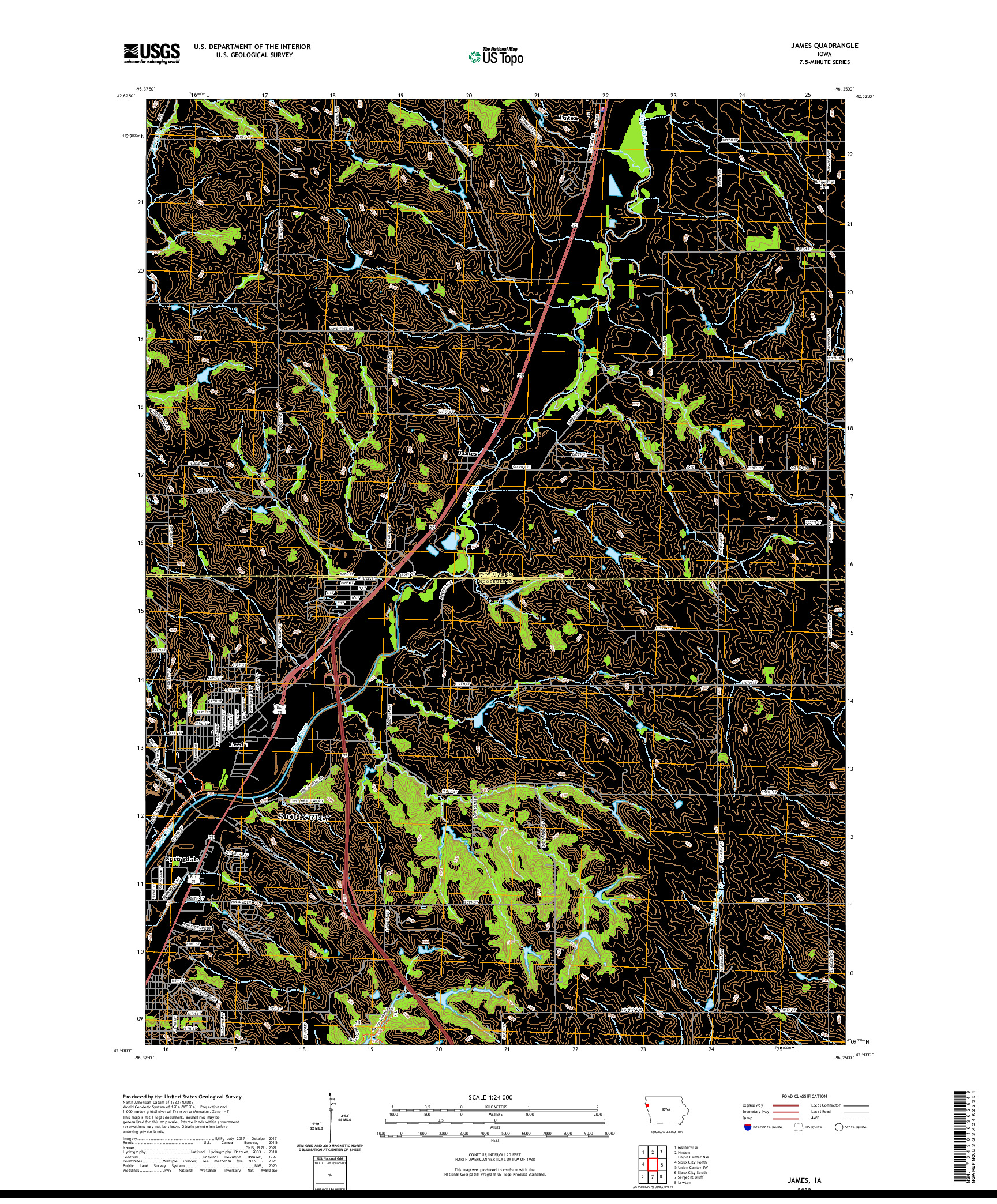 US TOPO 7.5-MINUTE MAP FOR JAMES, IA