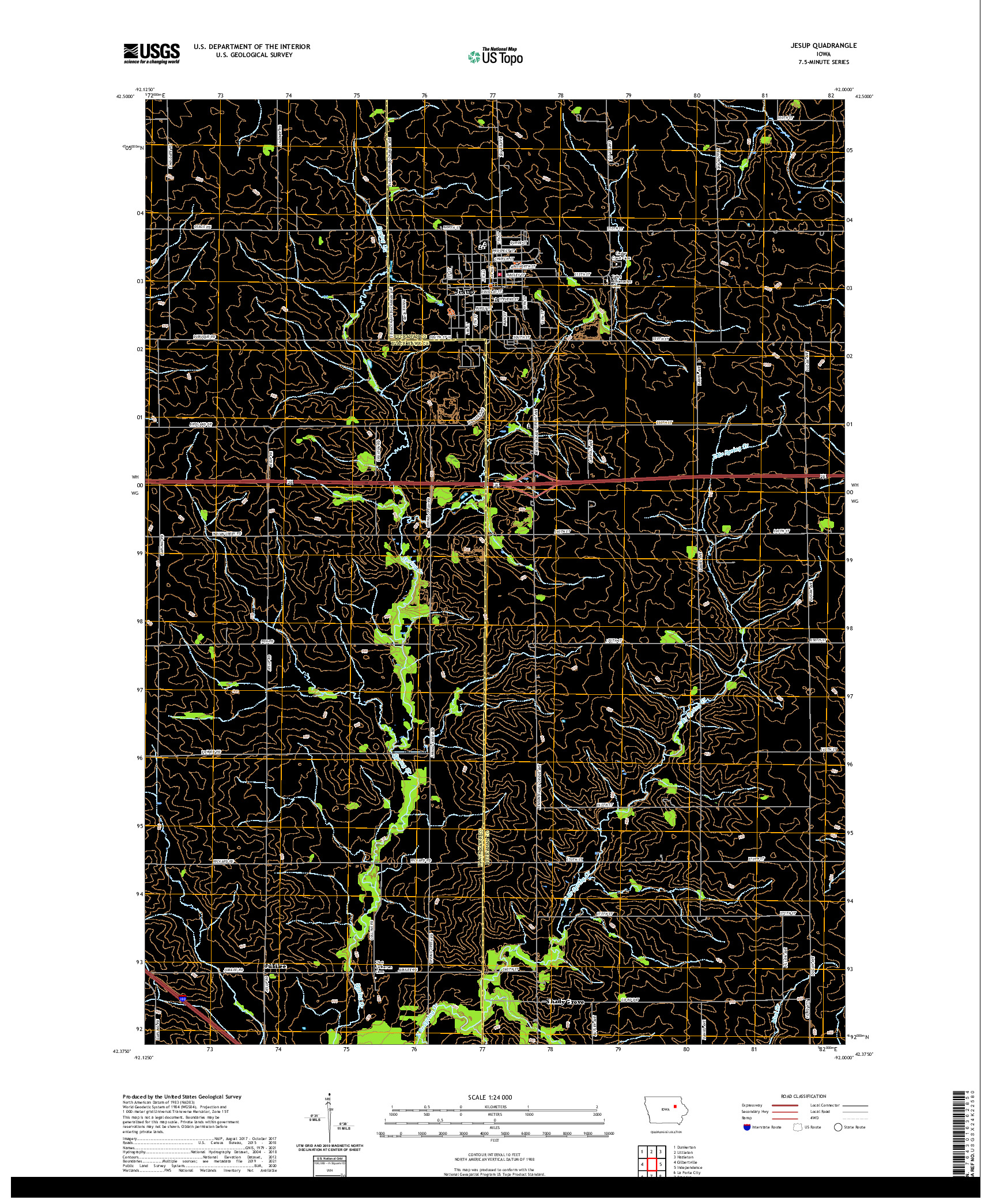 US TOPO 7.5-MINUTE MAP FOR JESUP, IA