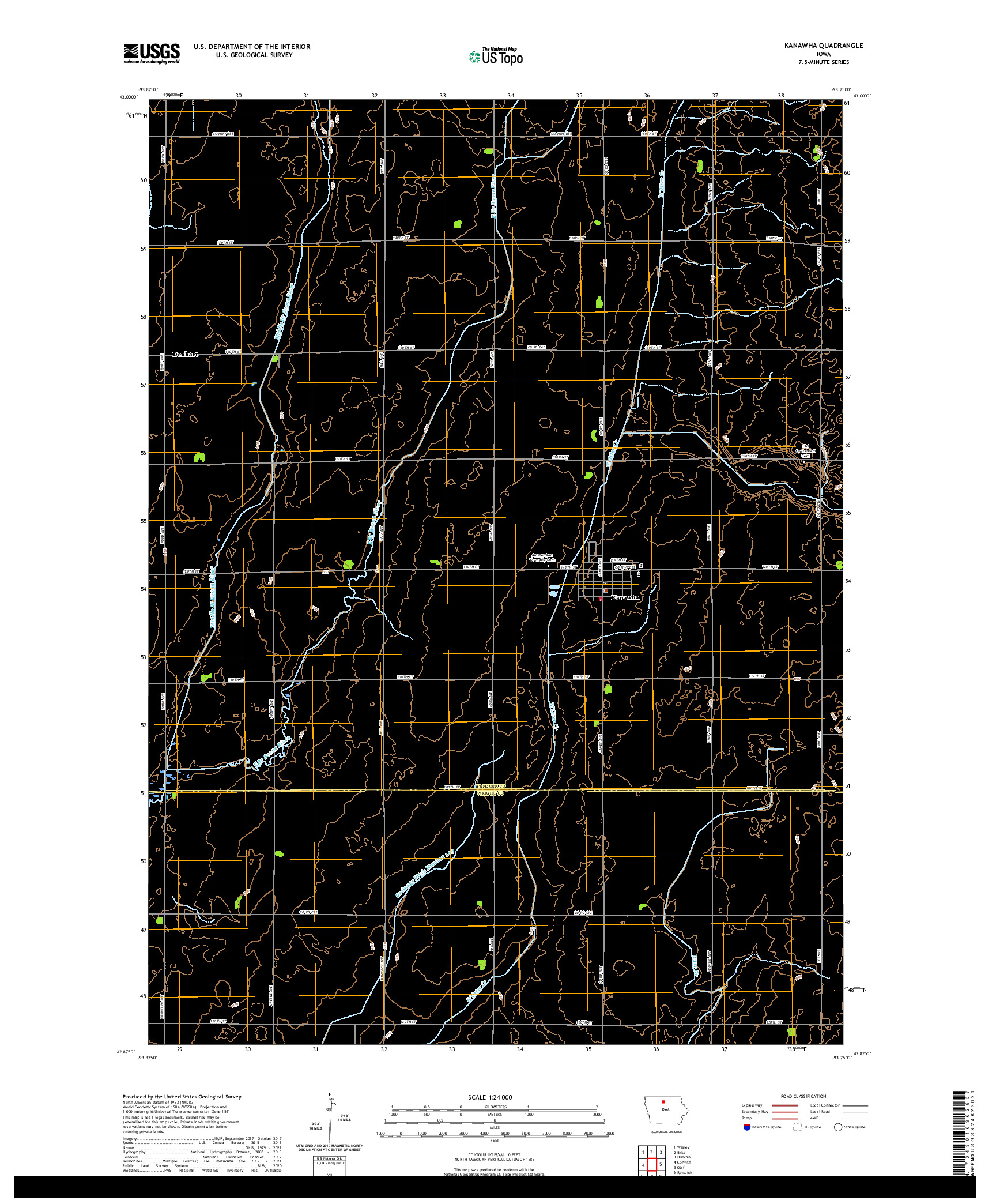 US TOPO 7.5-MINUTE MAP FOR KANAWHA, IA