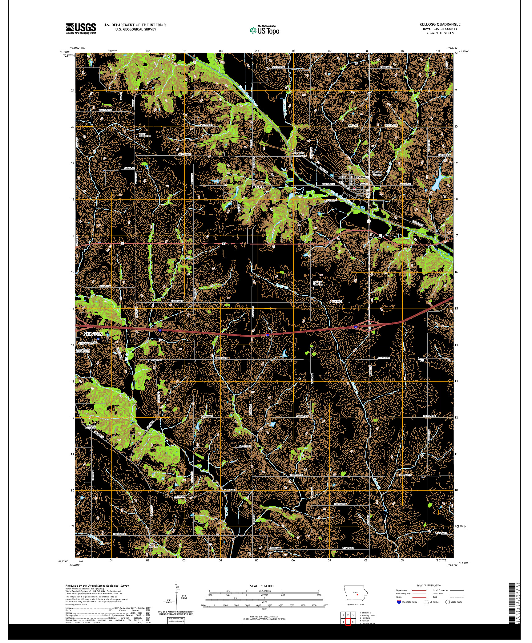 US TOPO 7.5-MINUTE MAP FOR KELLOGG, IA