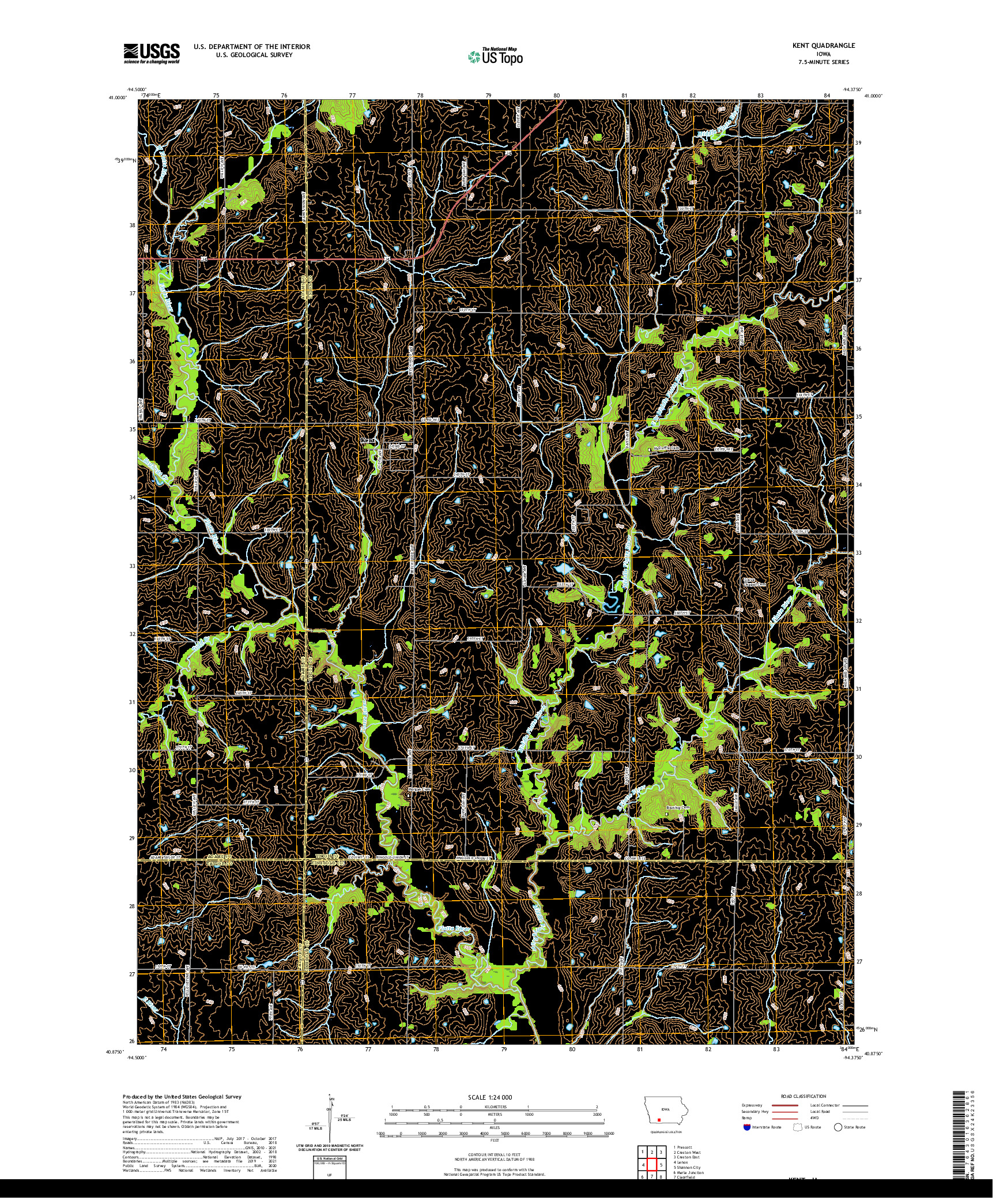 US TOPO 7.5-MINUTE MAP FOR KENT, IA