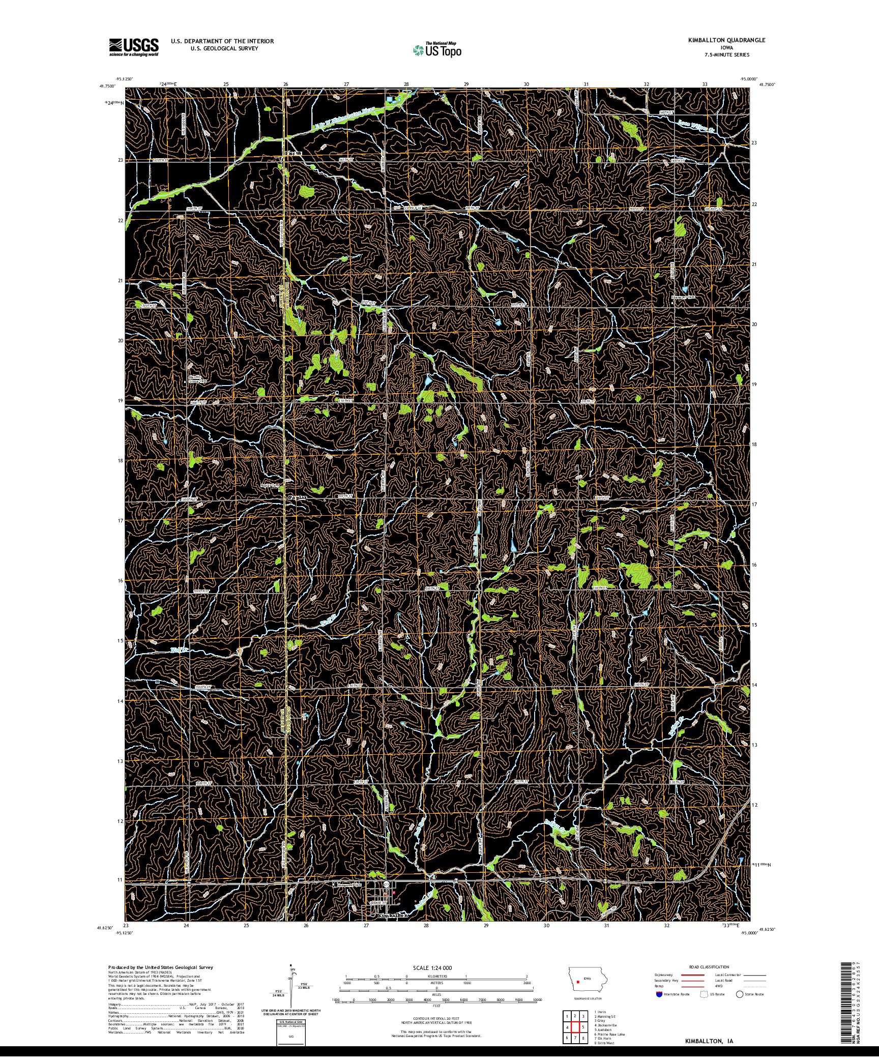 US TOPO 7.5-MINUTE MAP FOR KIMBALLTON, IA