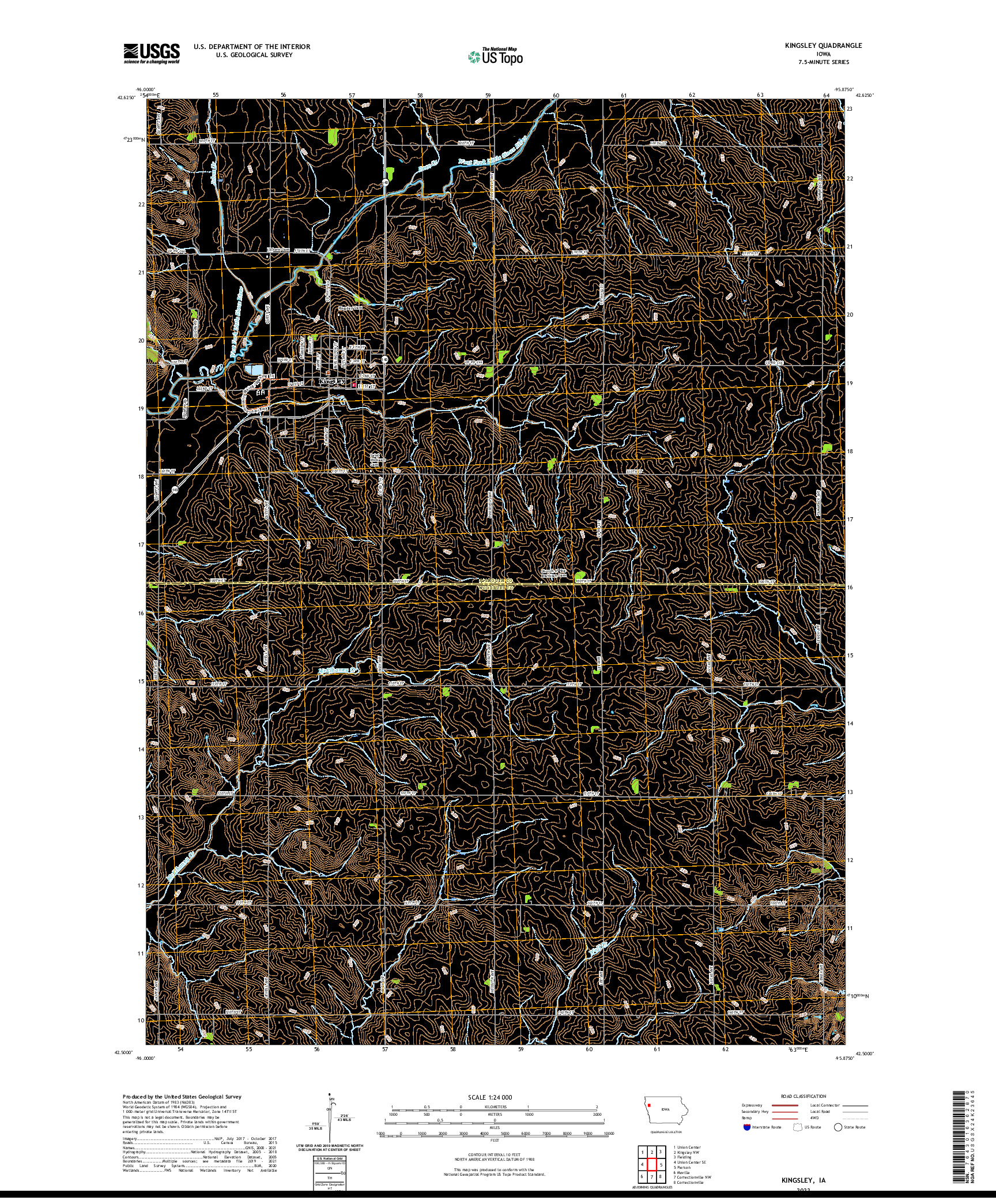 US TOPO 7.5-MINUTE MAP FOR KINGSLEY, IA