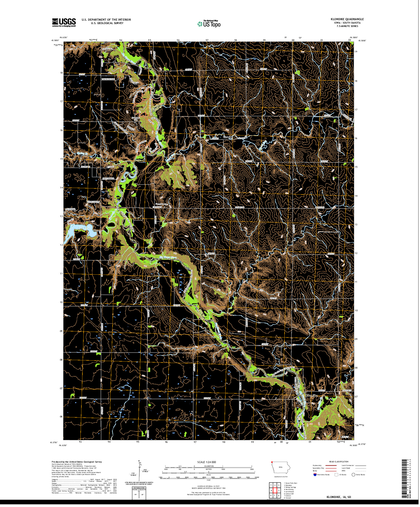 US TOPO 7.5-MINUTE MAP FOR KLONDIKE, IA,SD