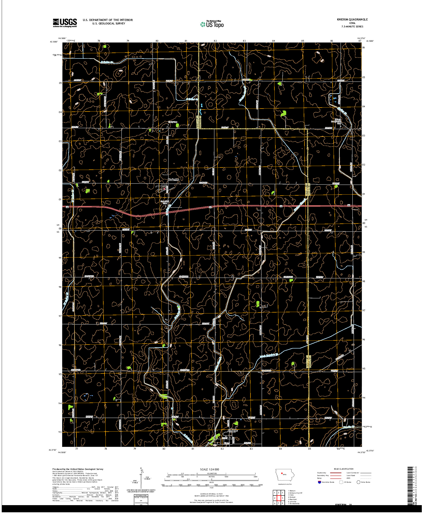 US TOPO 7.5-MINUTE MAP FOR KNIERIM, IA