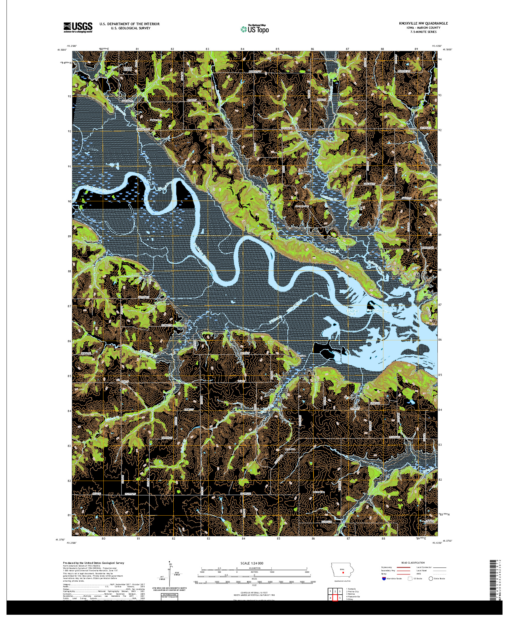 US TOPO 7.5-MINUTE MAP FOR KNOXVILLE NW, IA