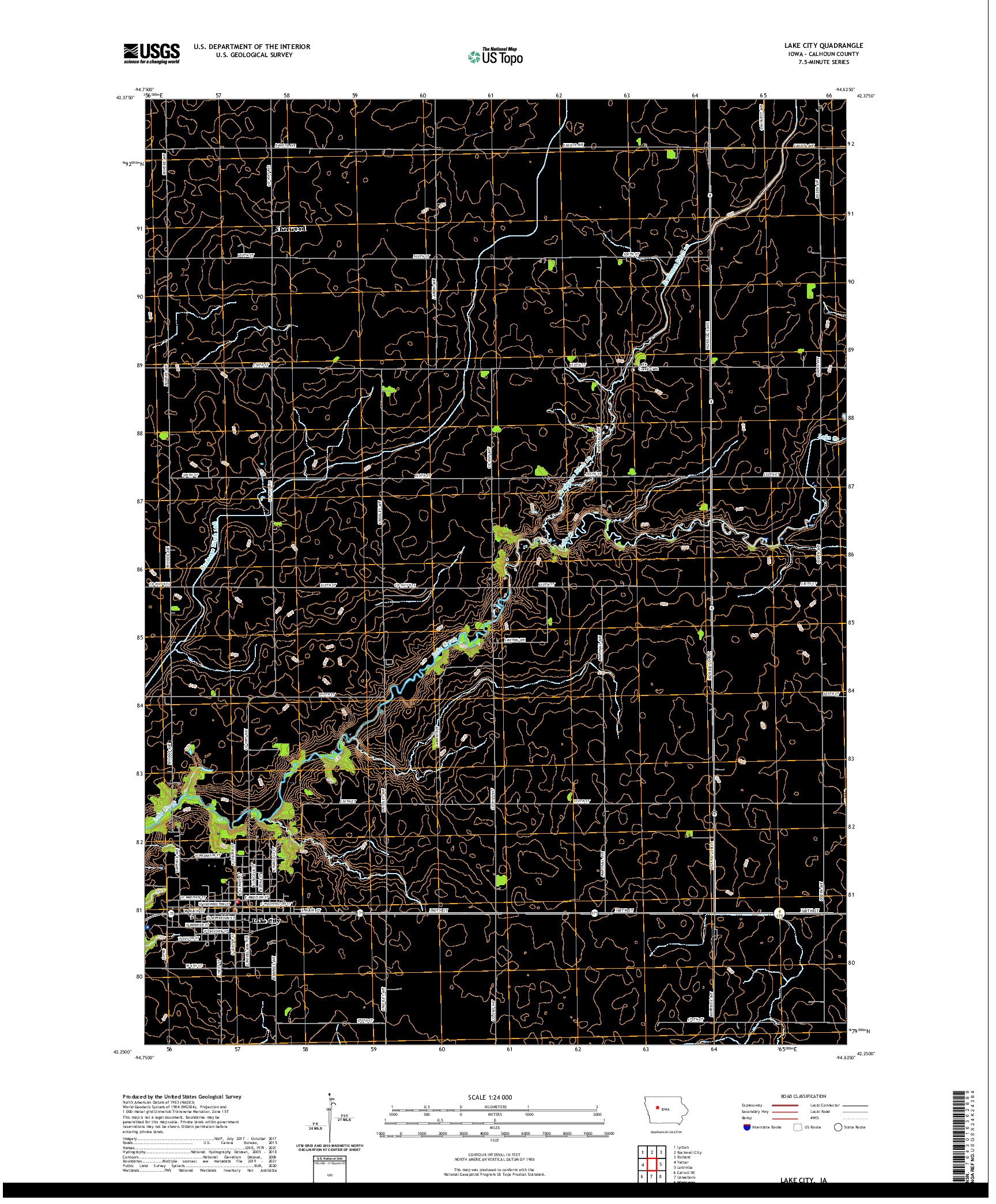 US TOPO 7.5-MINUTE MAP FOR LAKE CITY, IA