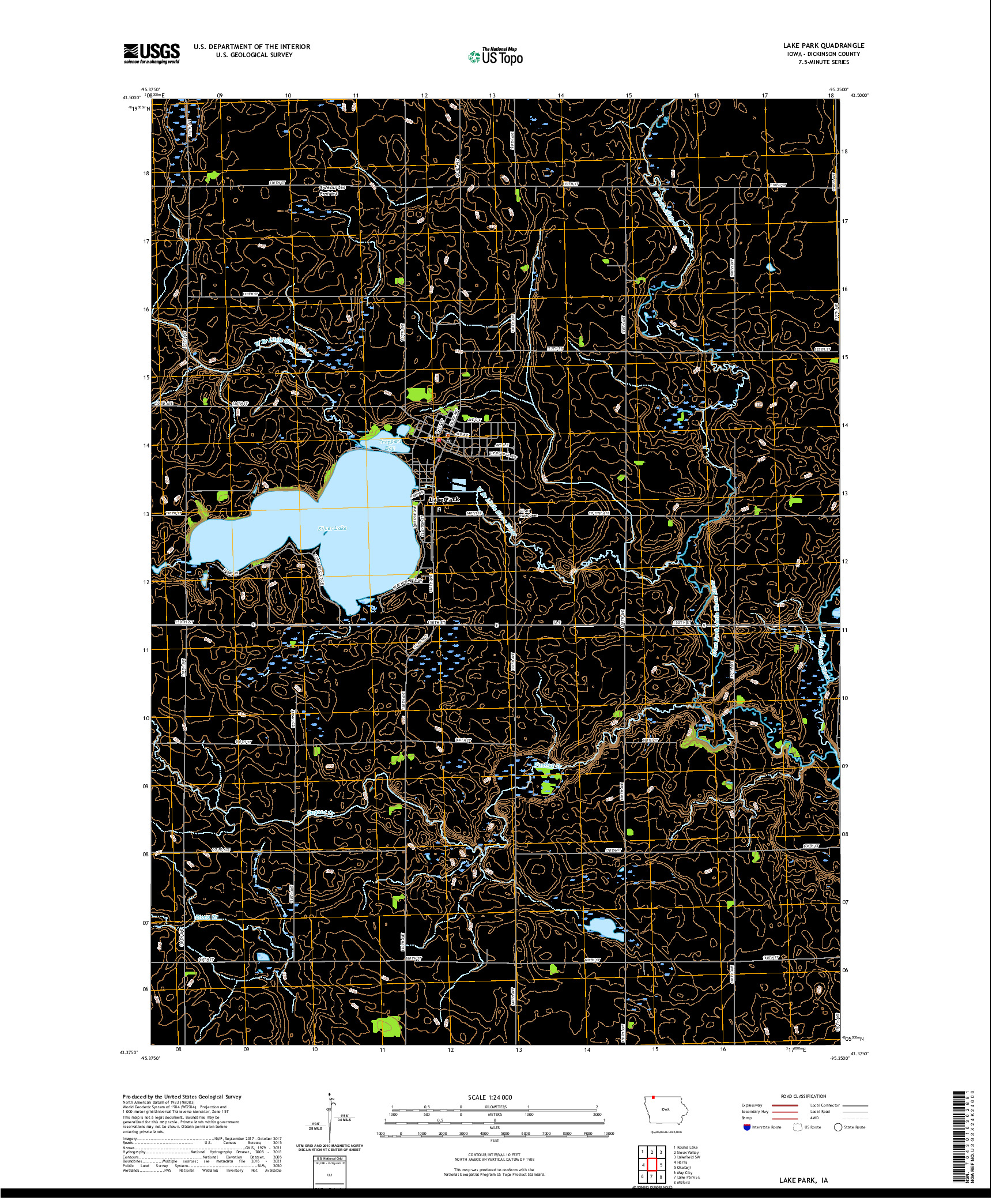 US TOPO 7.5-MINUTE MAP FOR LAKE PARK, IA