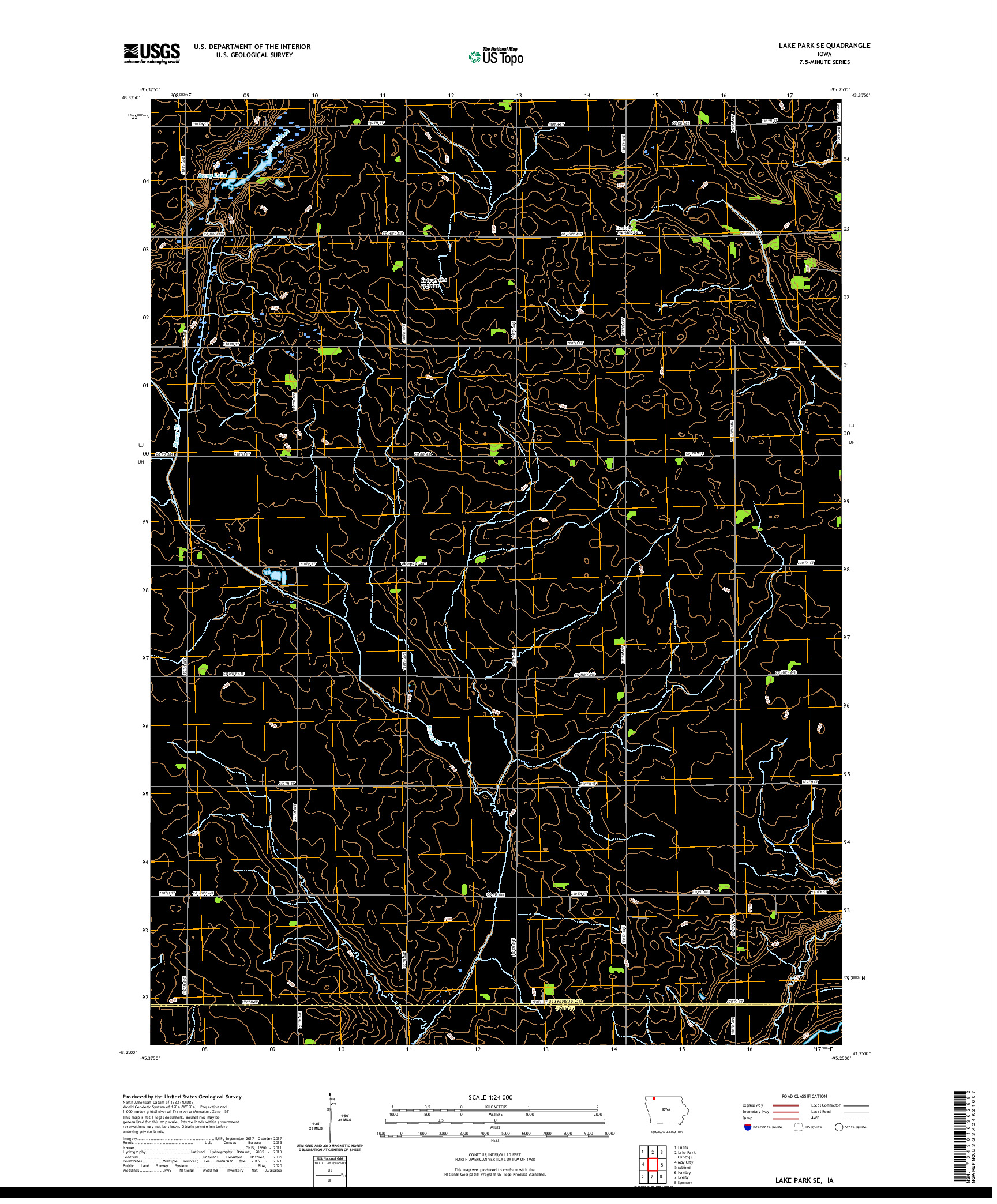 US TOPO 7.5-MINUTE MAP FOR LAKE PARK SE, IA