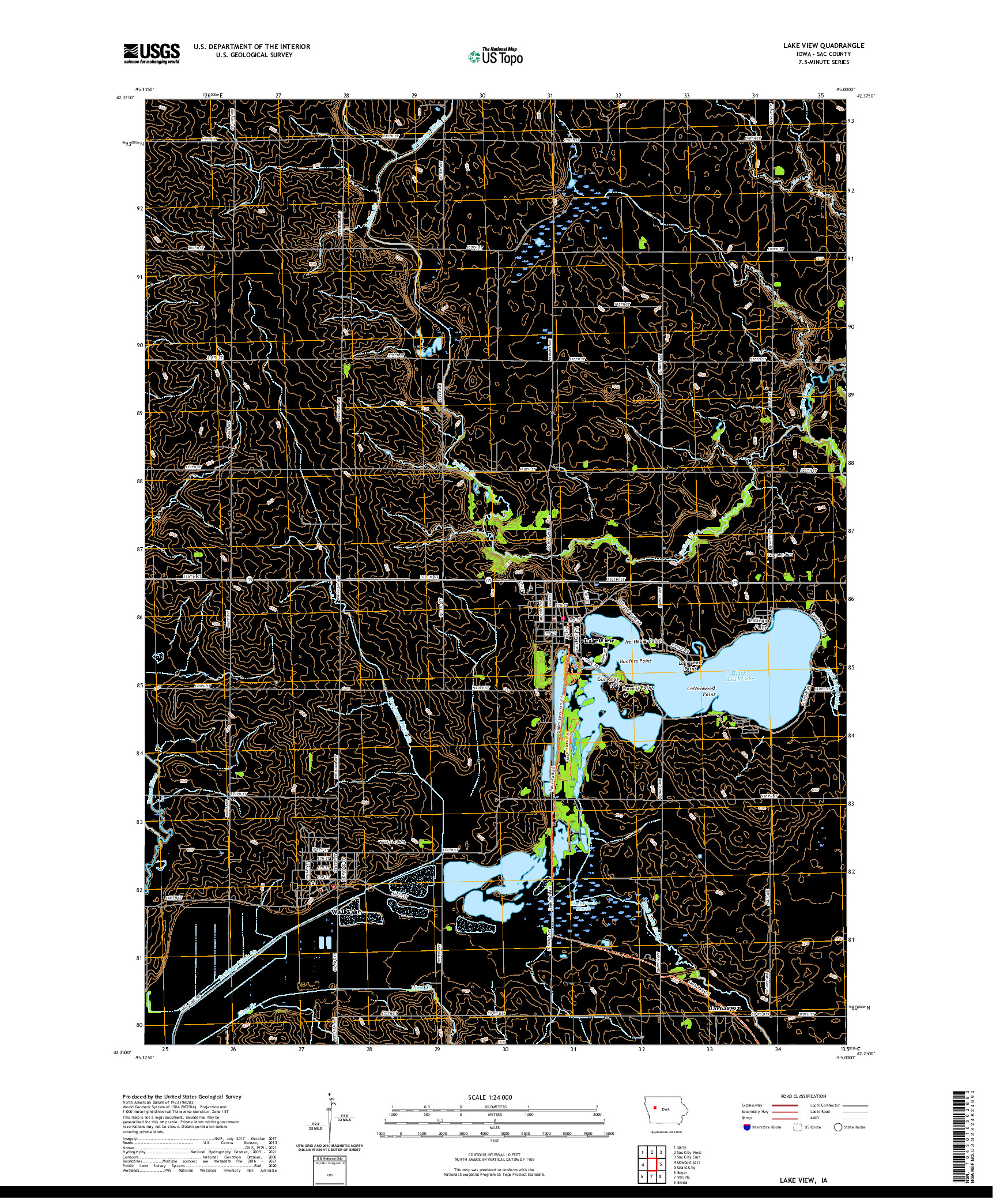 US TOPO 7.5-MINUTE MAP FOR LAKE VIEW, IA