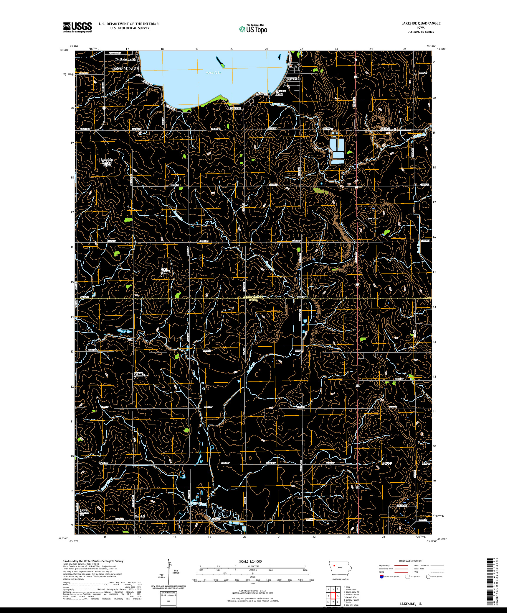 US TOPO 7.5-MINUTE MAP FOR LAKESIDE, IA