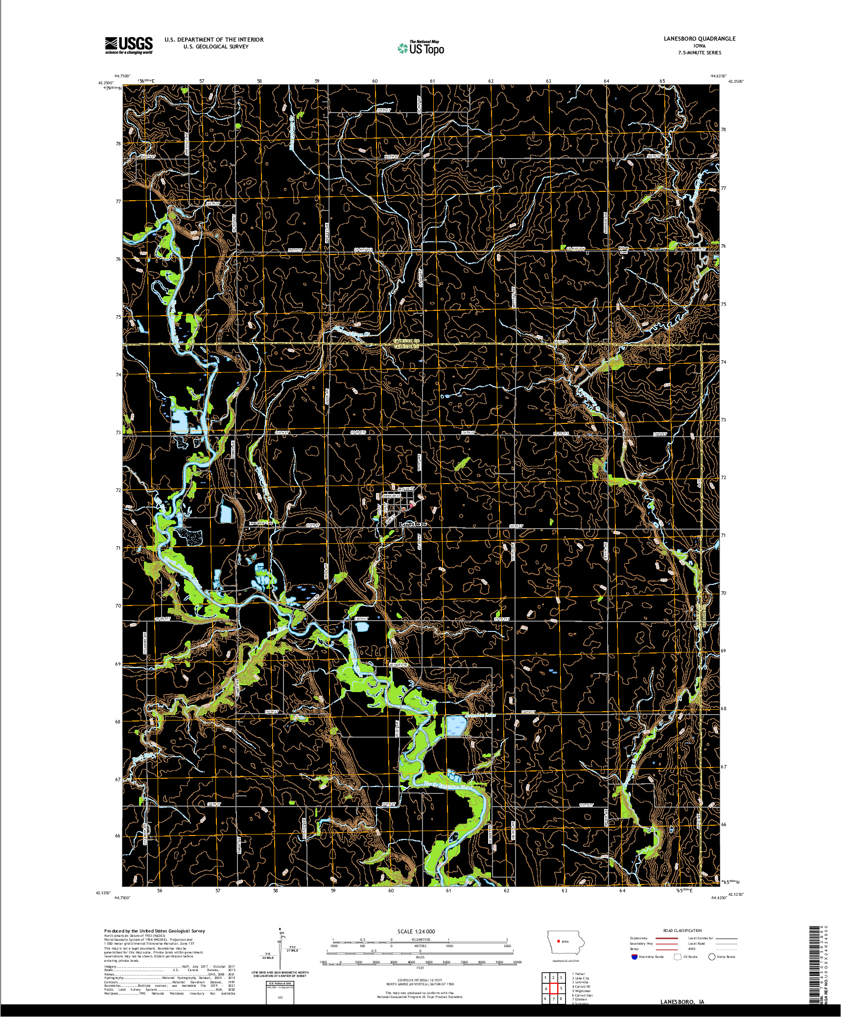 US TOPO 7.5-MINUTE MAP FOR LANESBORO, IA