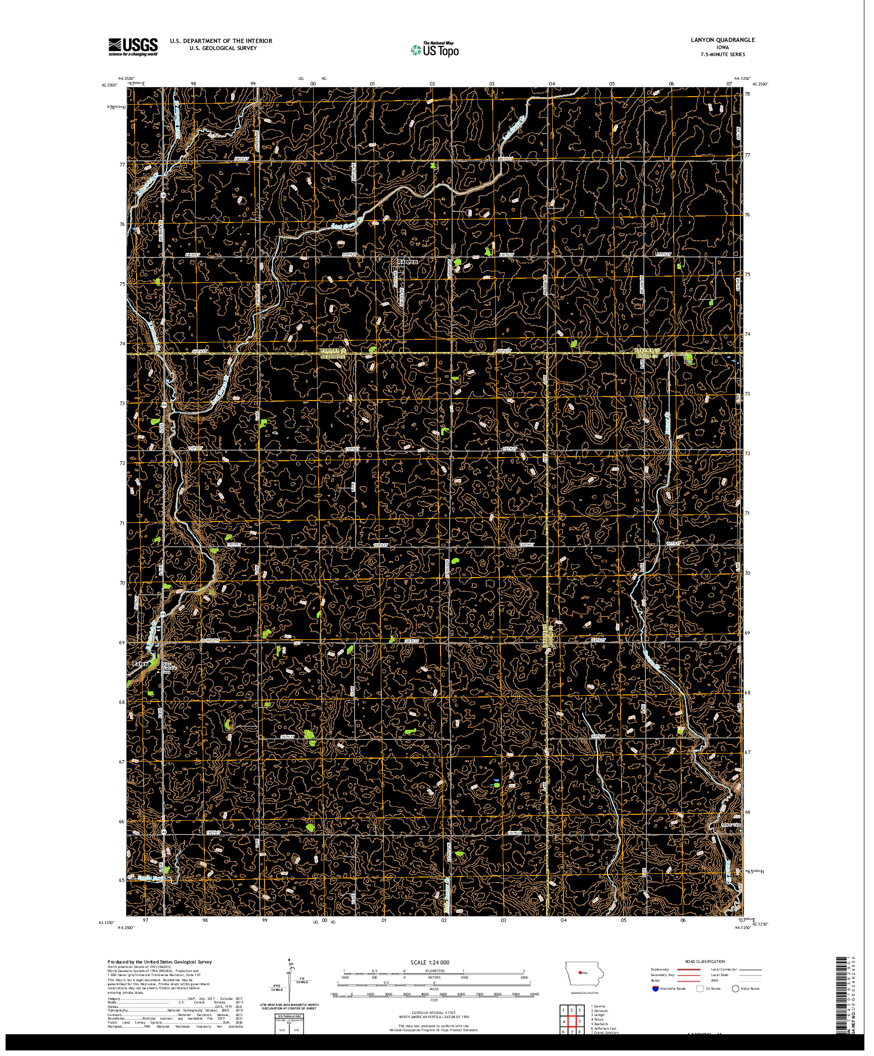 US TOPO 7.5-MINUTE MAP FOR LANYON, IA