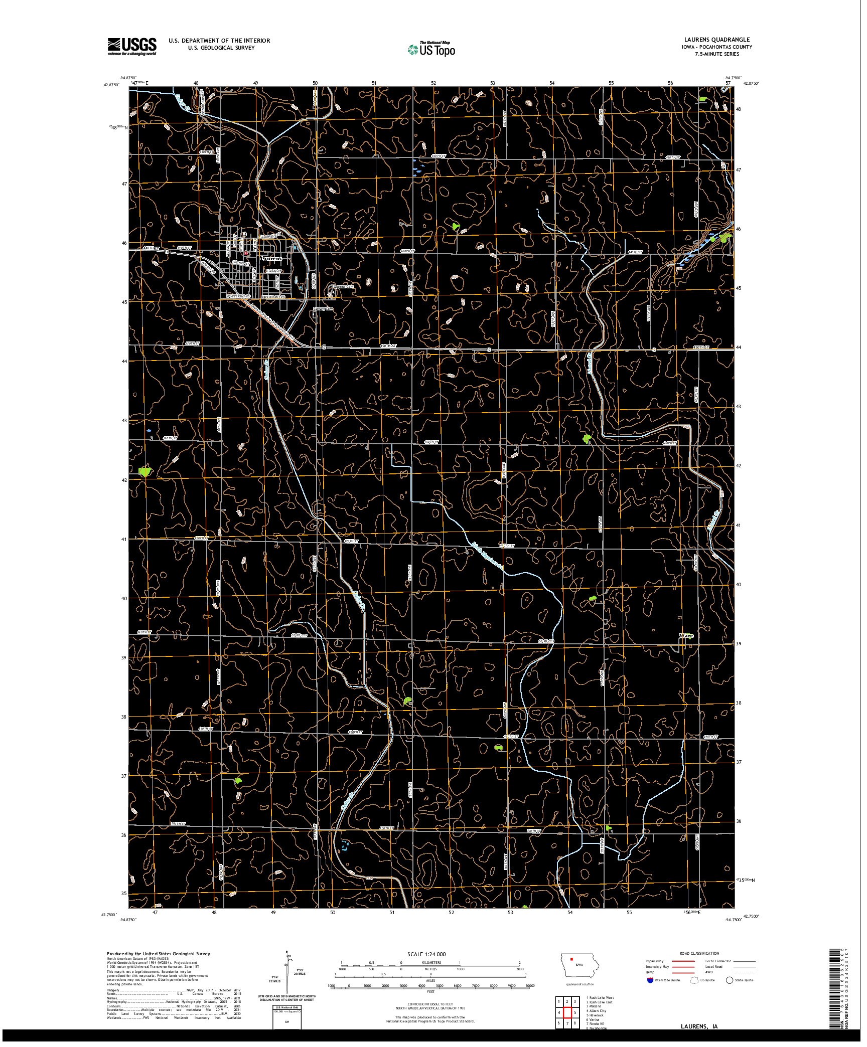 US TOPO 7.5-MINUTE MAP FOR LAURENS, IA