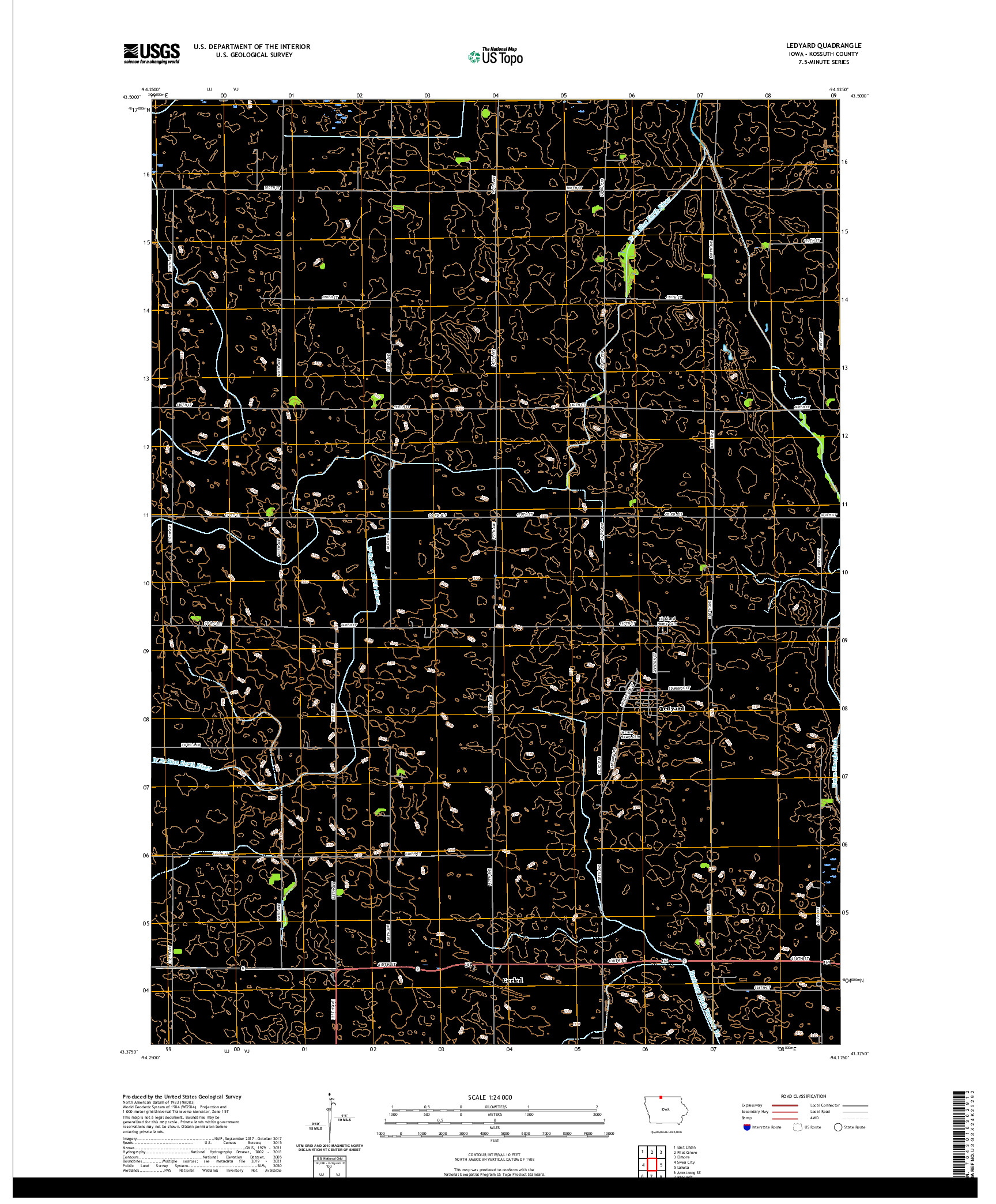 US TOPO 7.5-MINUTE MAP FOR LEDYARD, IA