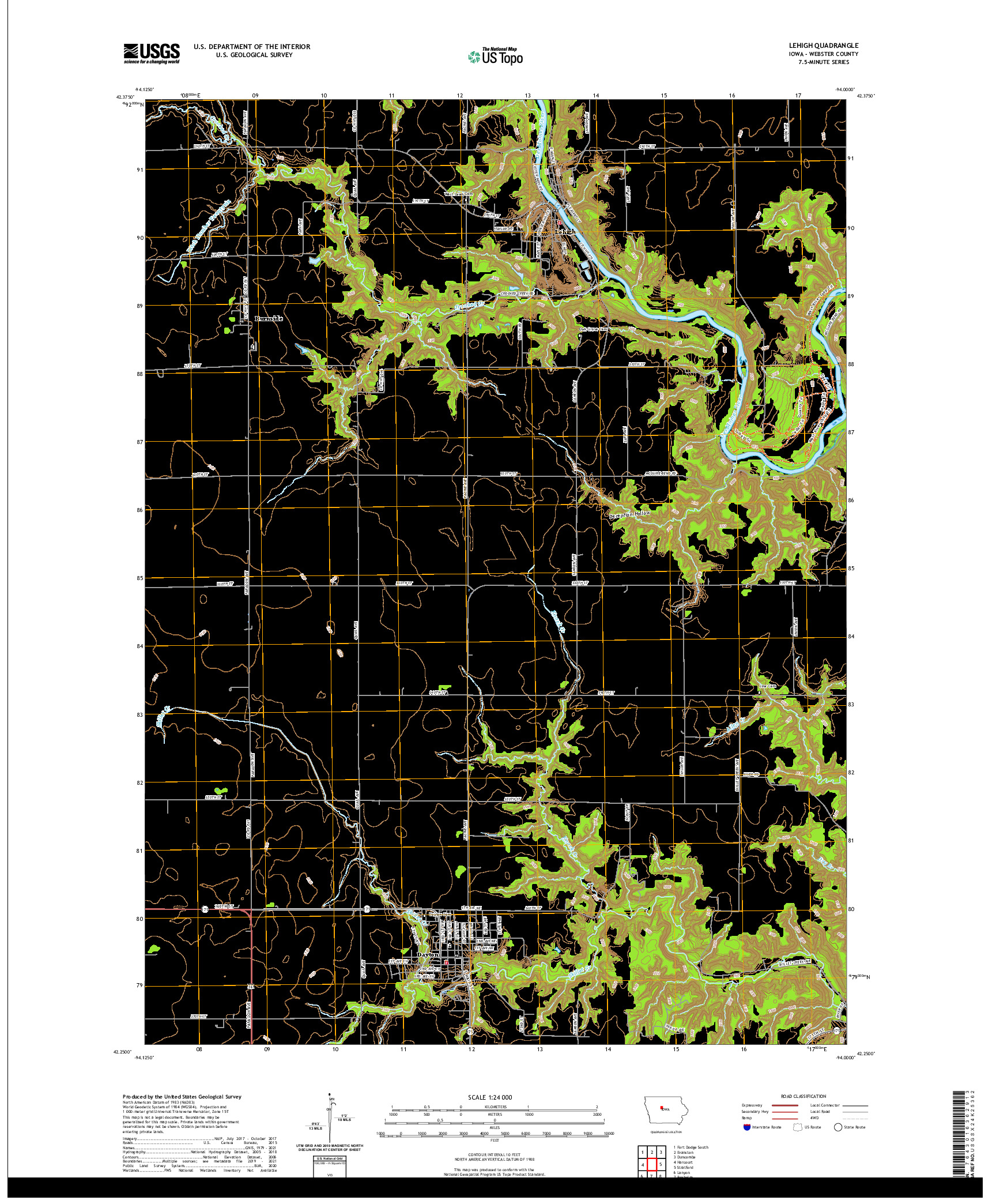 US TOPO 7.5-MINUTE MAP FOR LEHIGH, IA