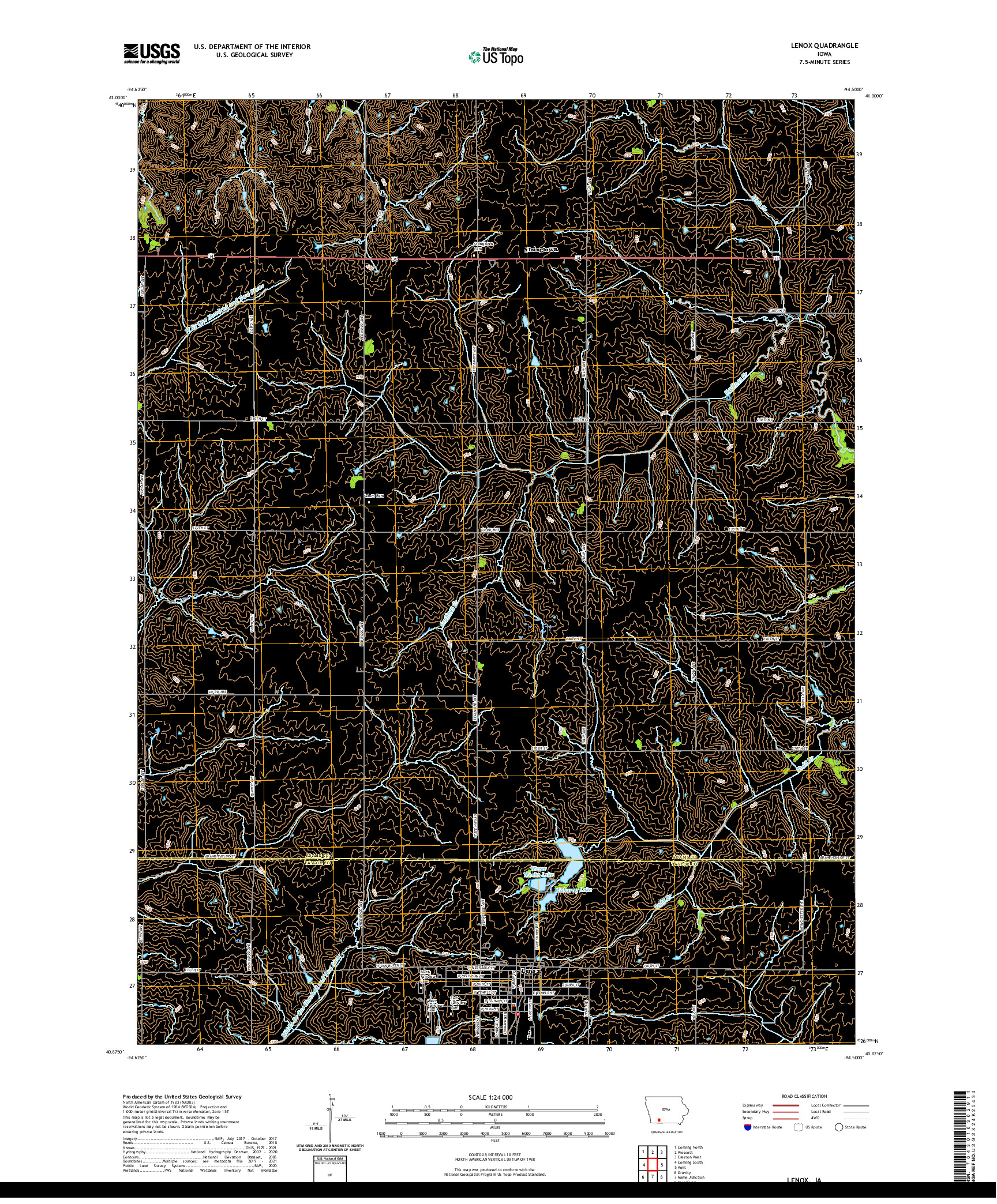 US TOPO 7.5-MINUTE MAP FOR LENOX, IA