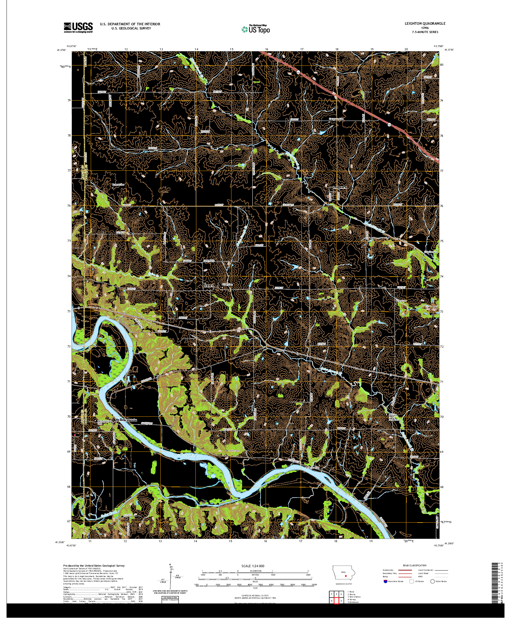 US TOPO 7.5-MINUTE MAP FOR LEIGHTON, IA