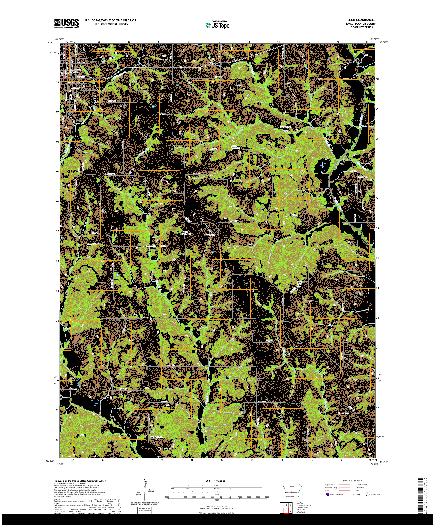 US TOPO 7.5-MINUTE MAP FOR LEON, IA