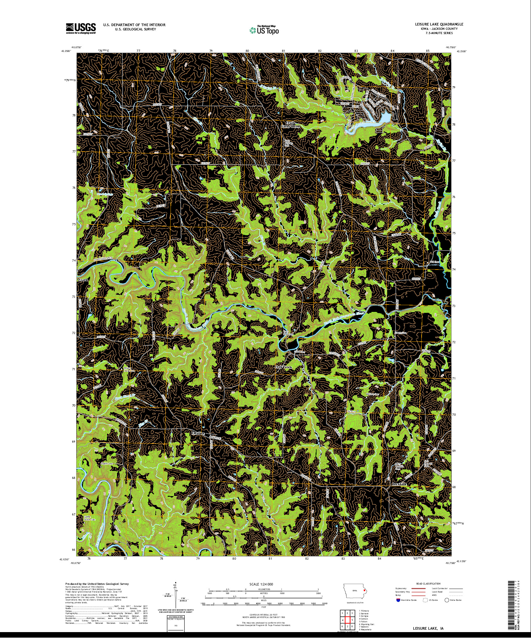 US TOPO 7.5-MINUTE MAP FOR LEISURE LAKE, IA