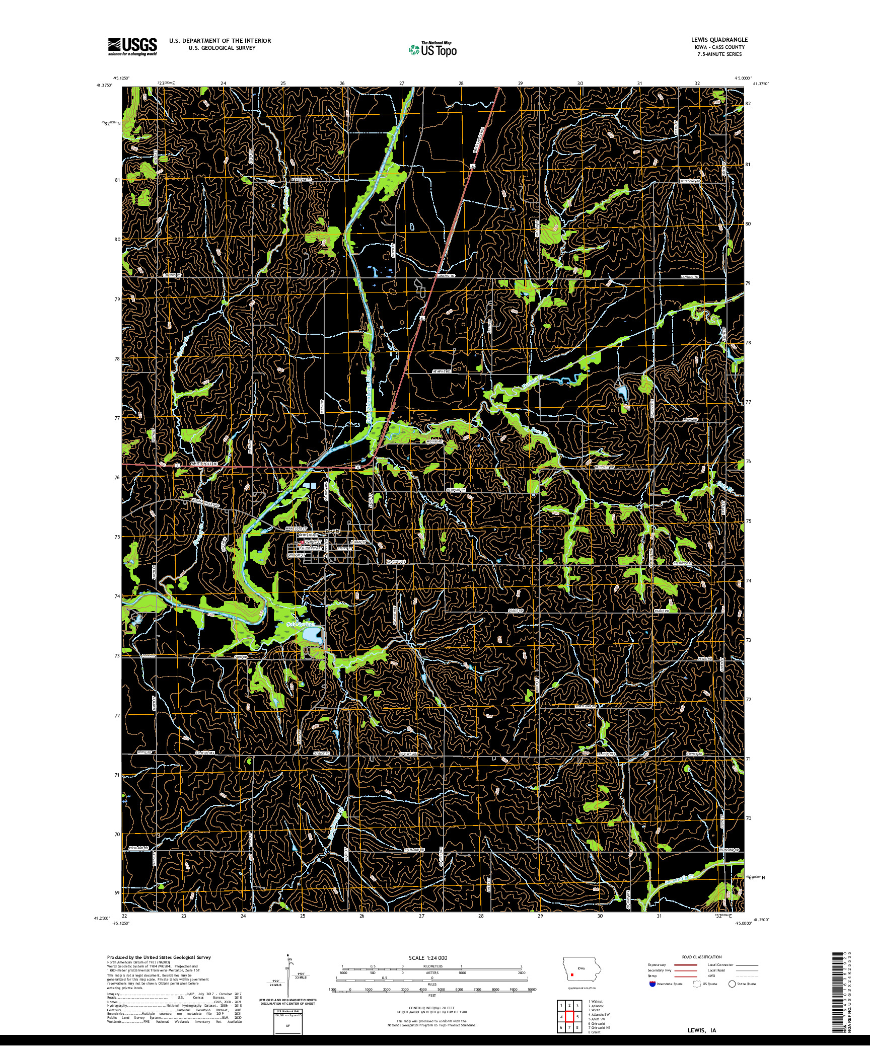 US TOPO 7.5-MINUTE MAP FOR LEWIS, IA