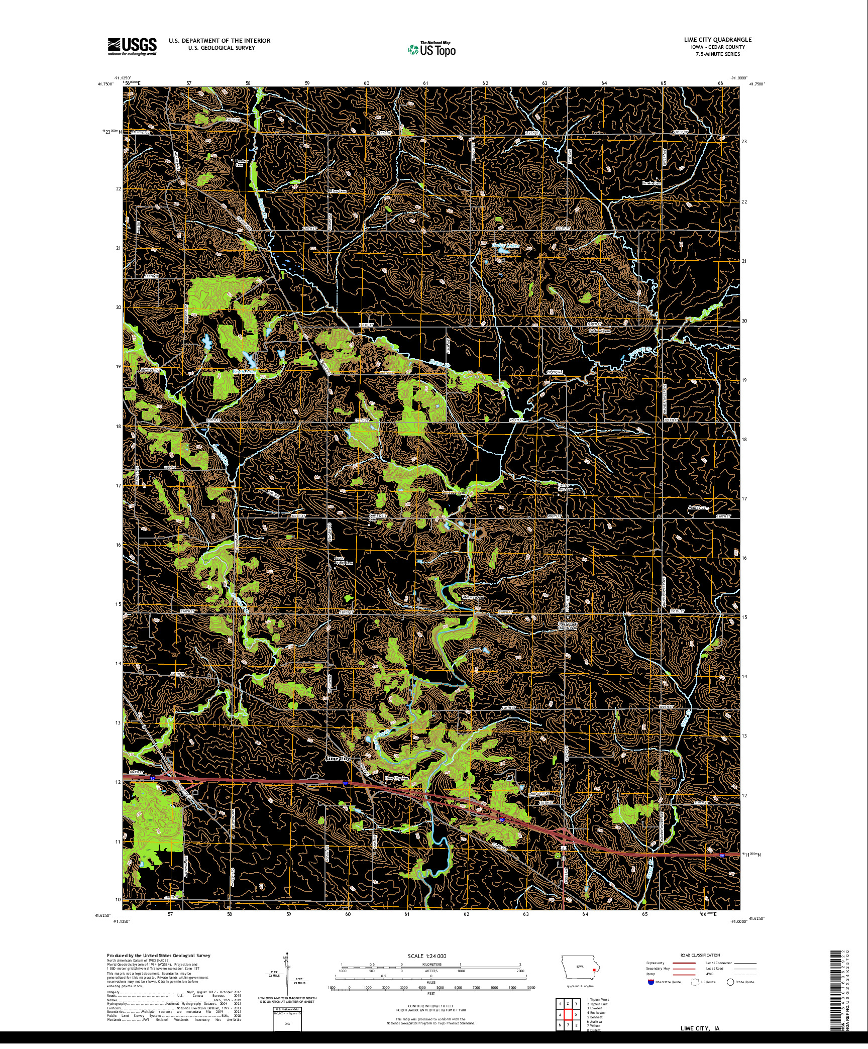 US TOPO 7.5-MINUTE MAP FOR LIME CITY, IA