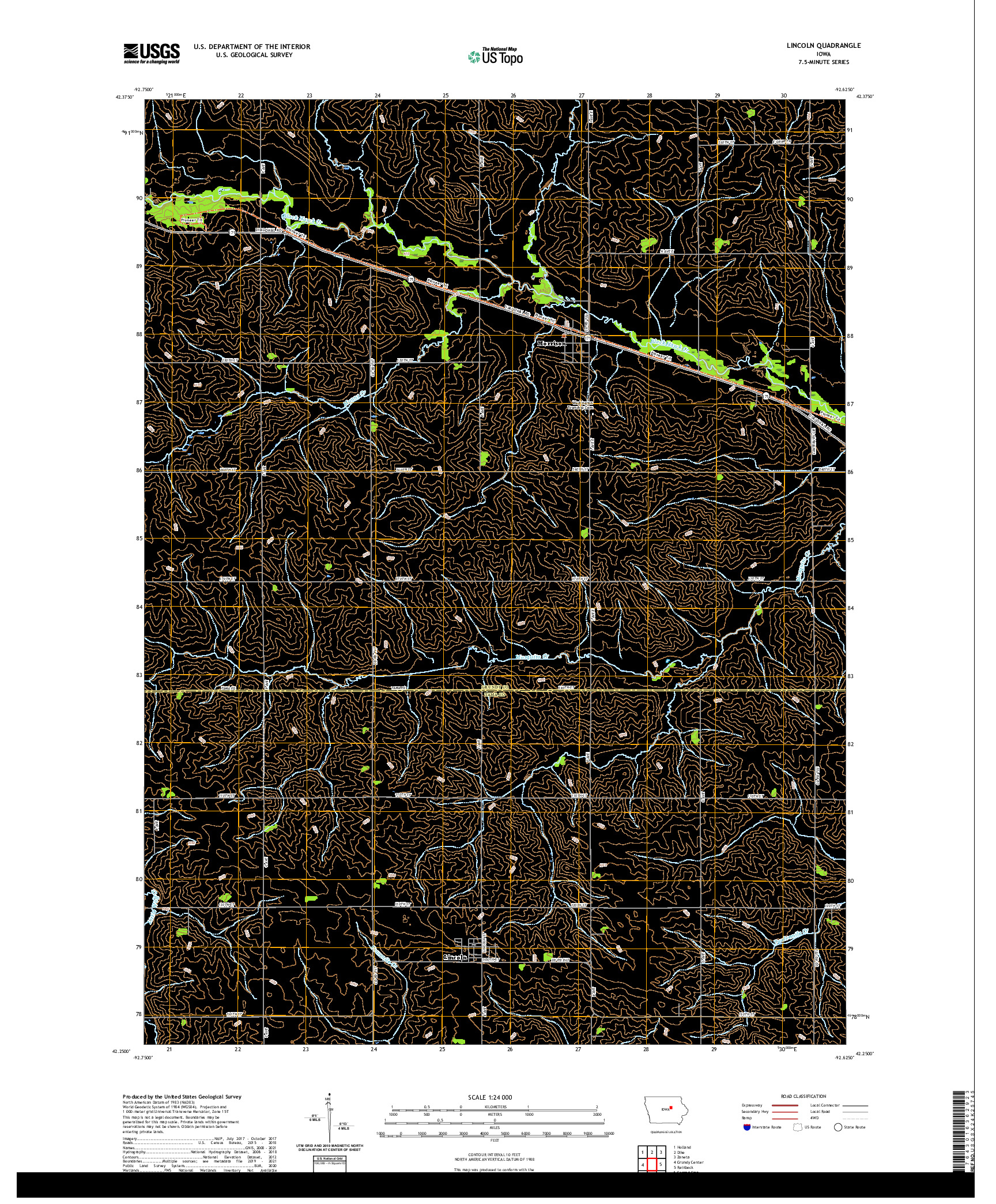 US TOPO 7.5-MINUTE MAP FOR LINCOLN, IA