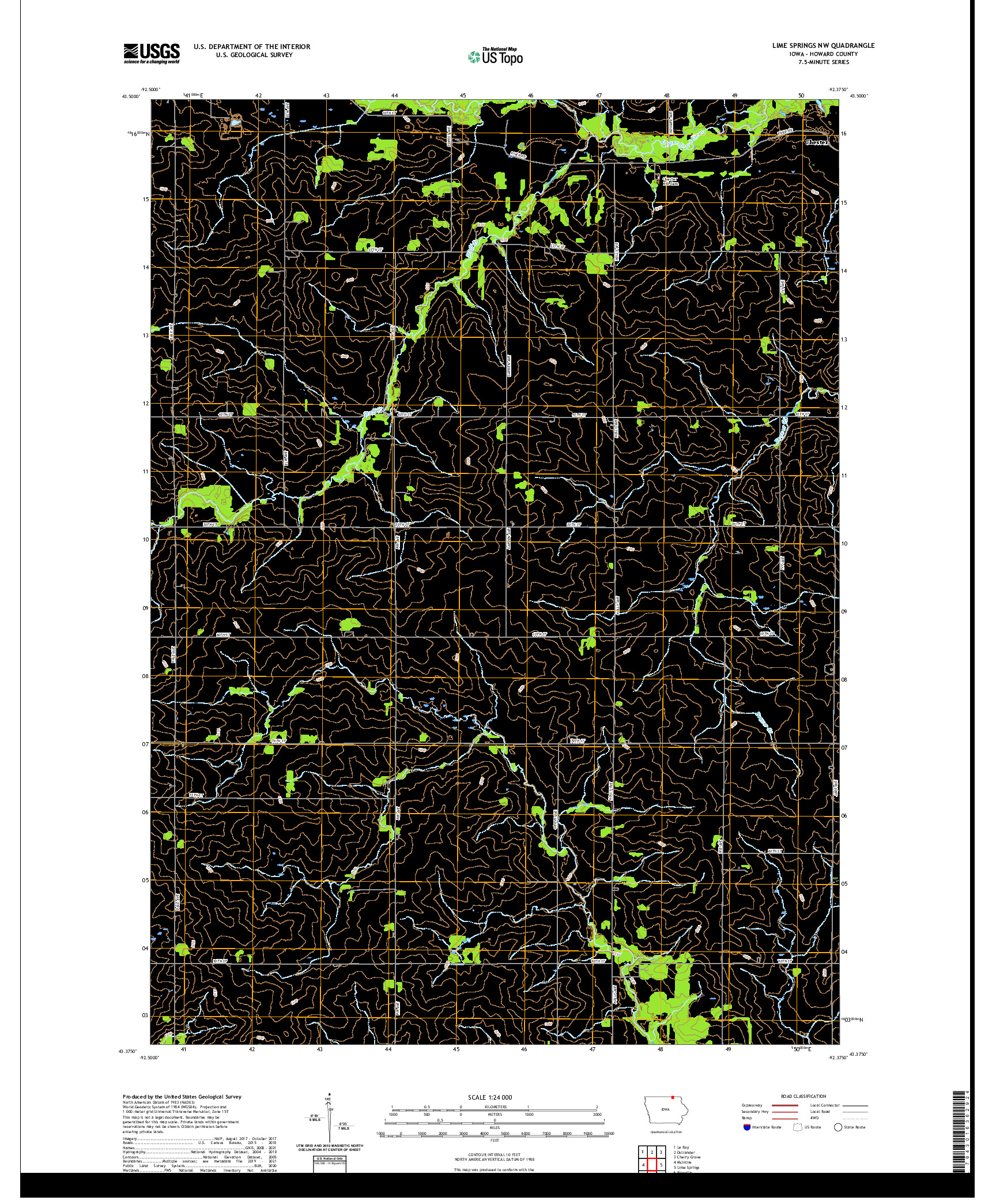 US TOPO 7.5-MINUTE MAP FOR LIME SPRINGS NW, IA