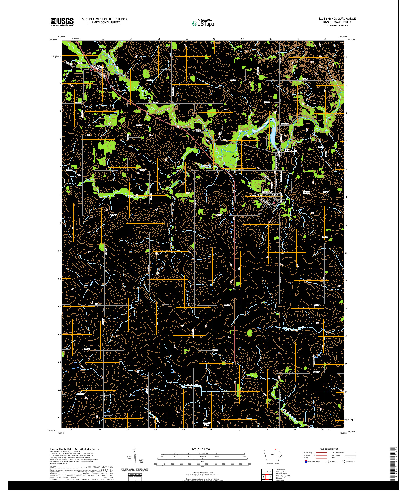 US TOPO 7.5-MINUTE MAP FOR LIME SPRINGS, IA