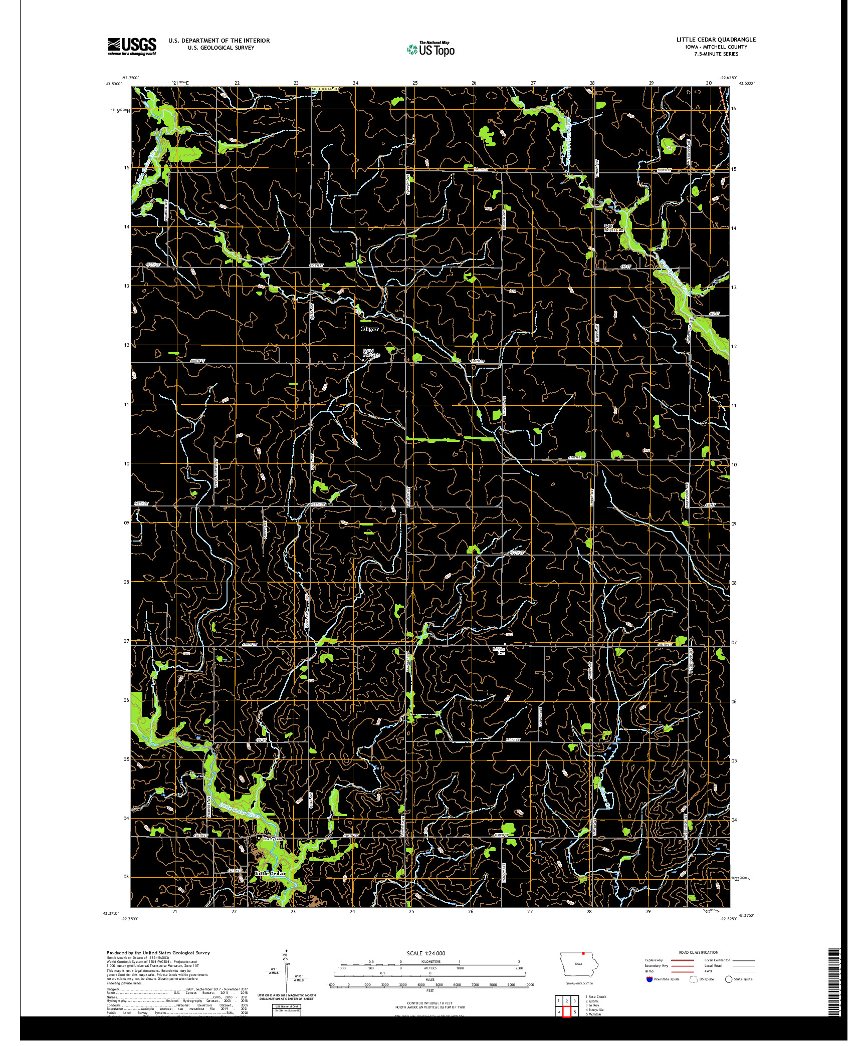 US TOPO 7.5-MINUTE MAP FOR LITTLE CEDAR, IA