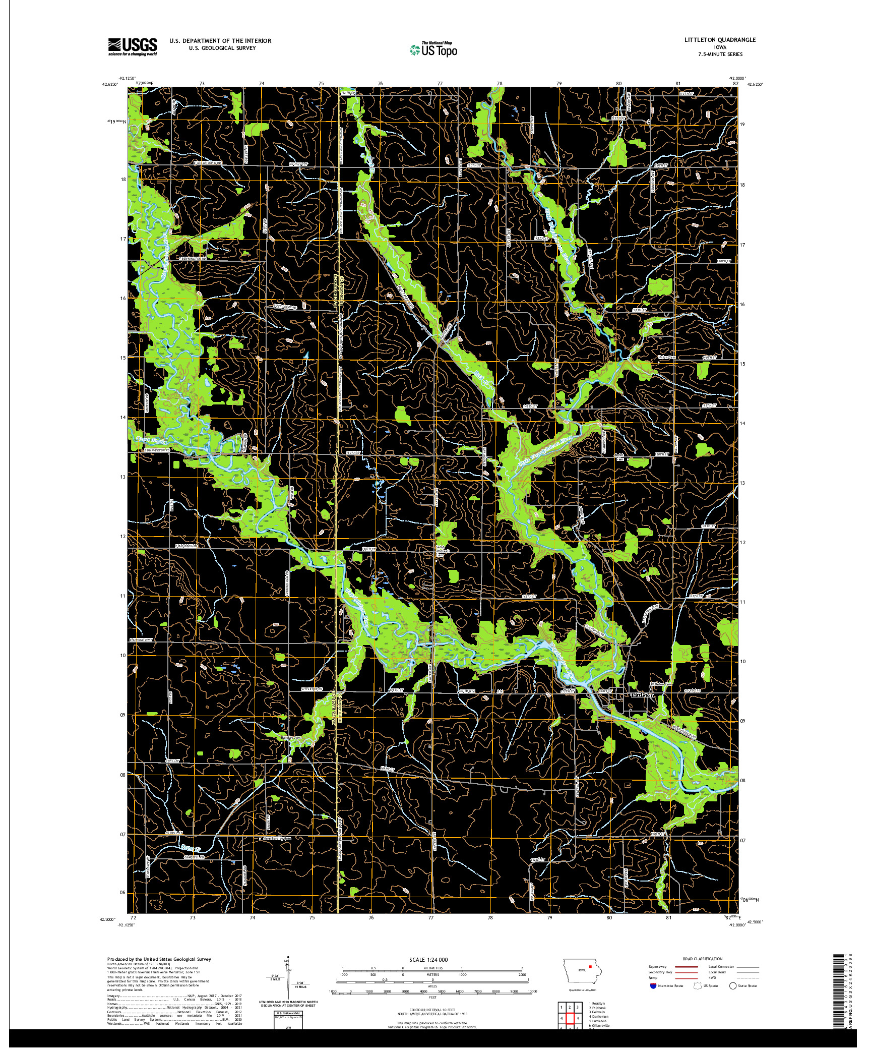 US TOPO 7.5-MINUTE MAP FOR LITTLETON, IA