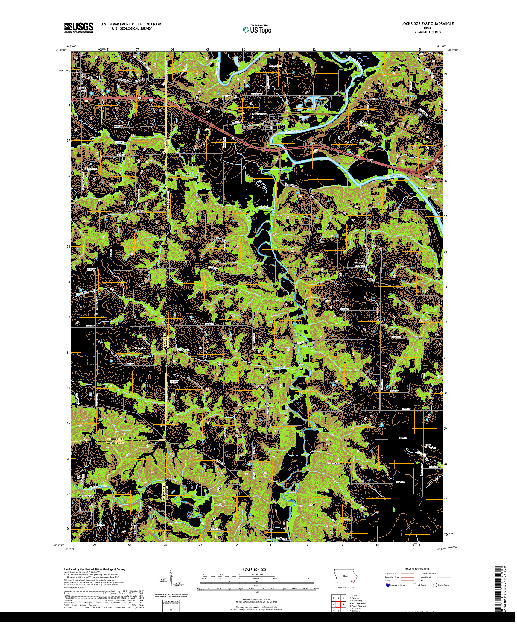 US TOPO 7.5-MINUTE MAP FOR LOCKRIDGE EAST, IA