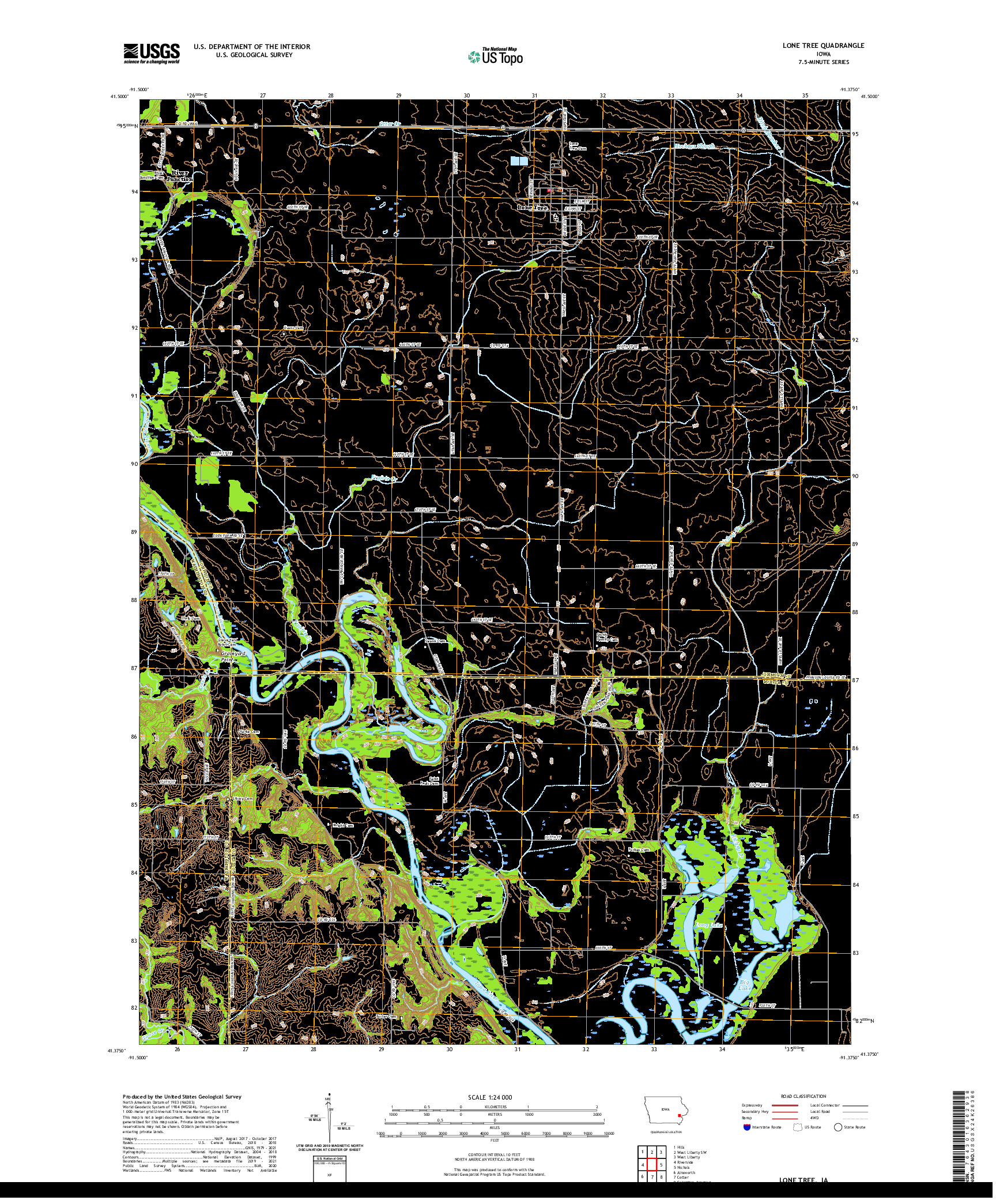 US TOPO 7.5-MINUTE MAP FOR LONE TREE, IA