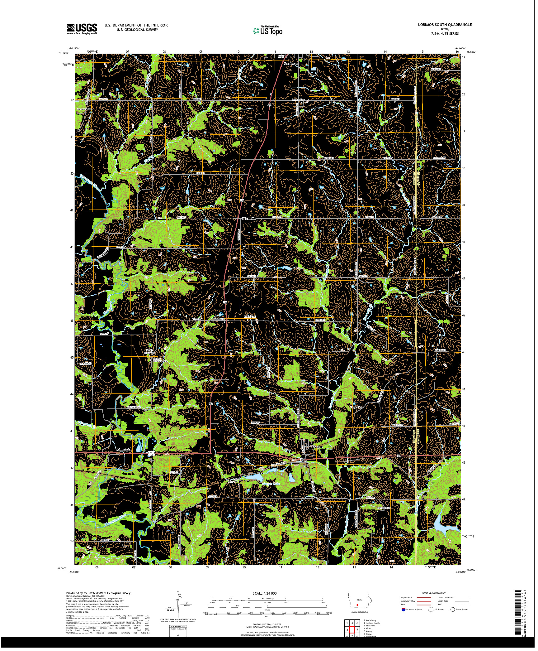 US TOPO 7.5-MINUTE MAP FOR LORIMOR SOUTH, IA