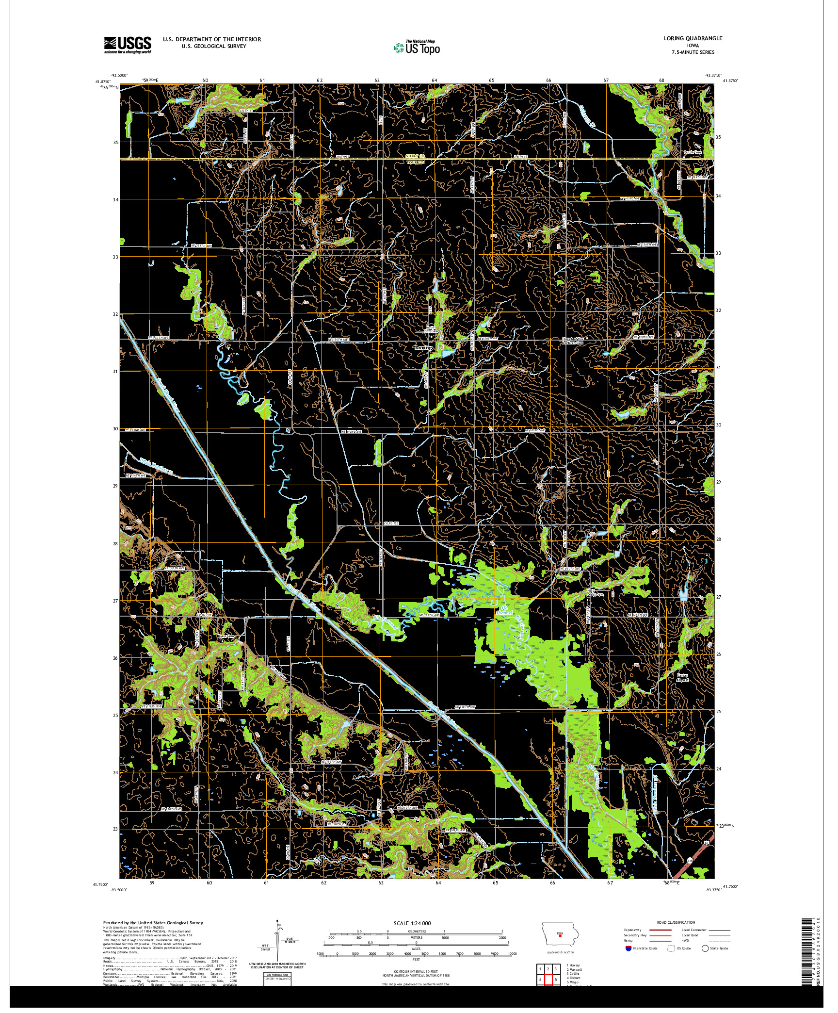 US TOPO 7.5-MINUTE MAP FOR LORING, IA