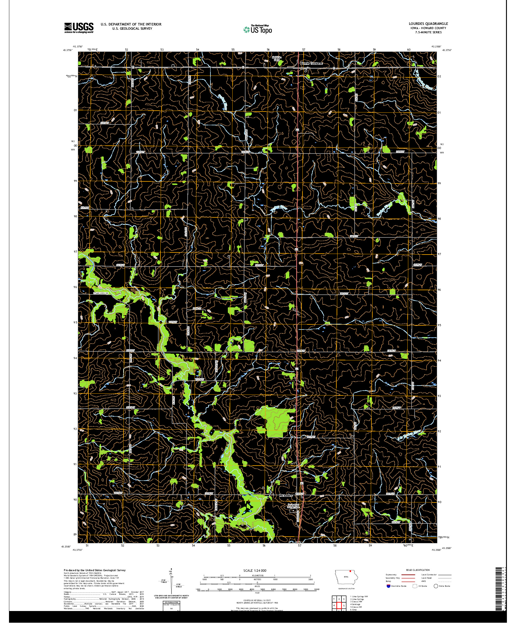 US TOPO 7.5-MINUTE MAP FOR LOURDES, IA