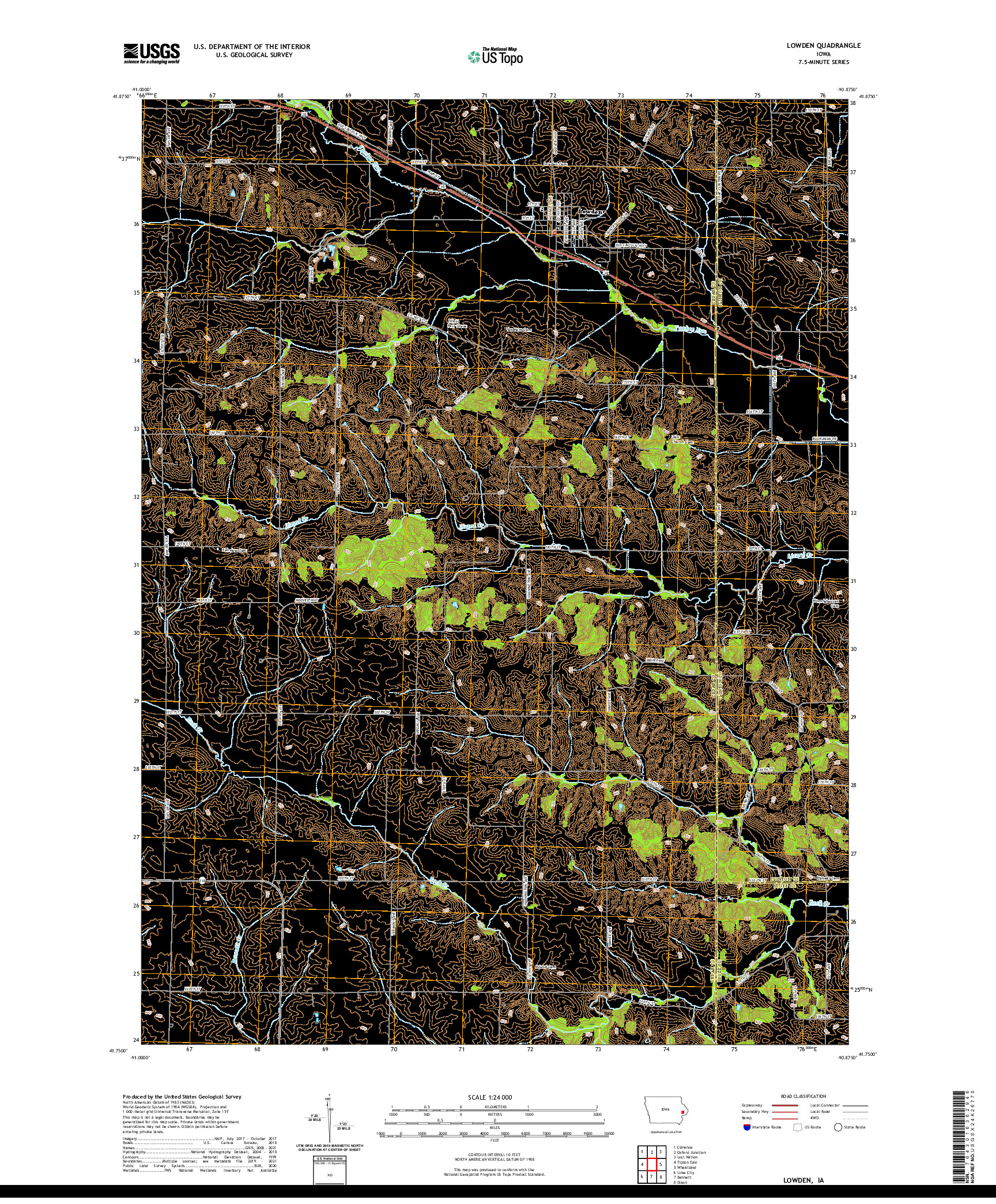 US TOPO 7.5-MINUTE MAP FOR LOWDEN, IA