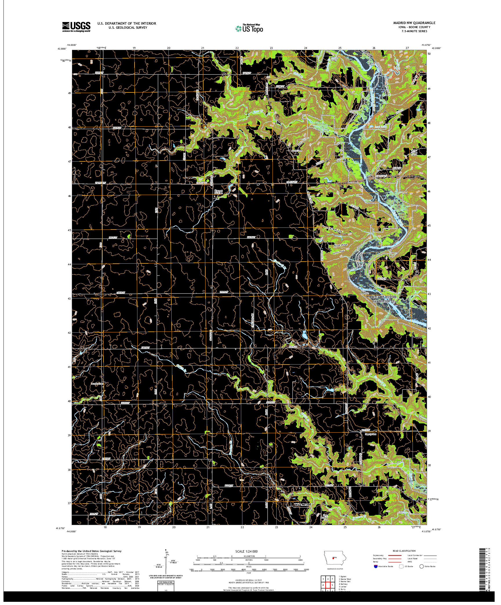 US TOPO 7.5-MINUTE MAP FOR MADRID NW, IA