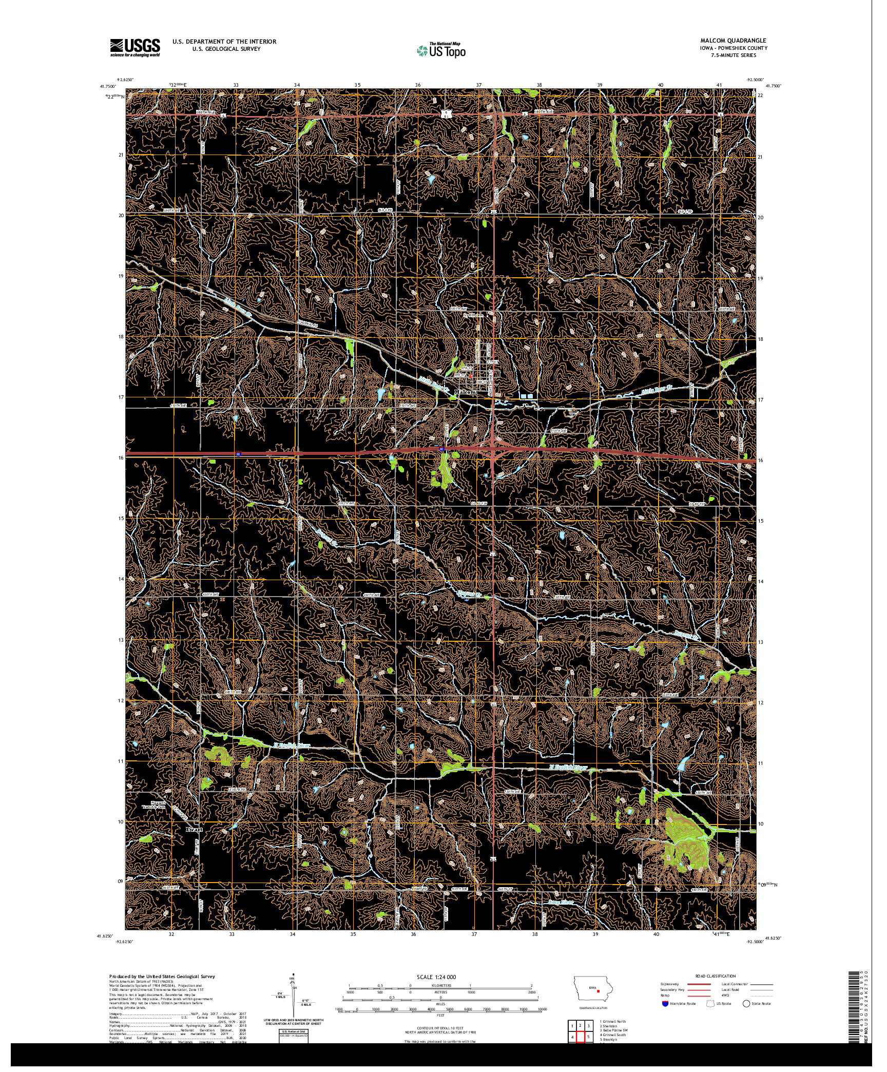 US TOPO 7.5-MINUTE MAP FOR MALCOM, IA