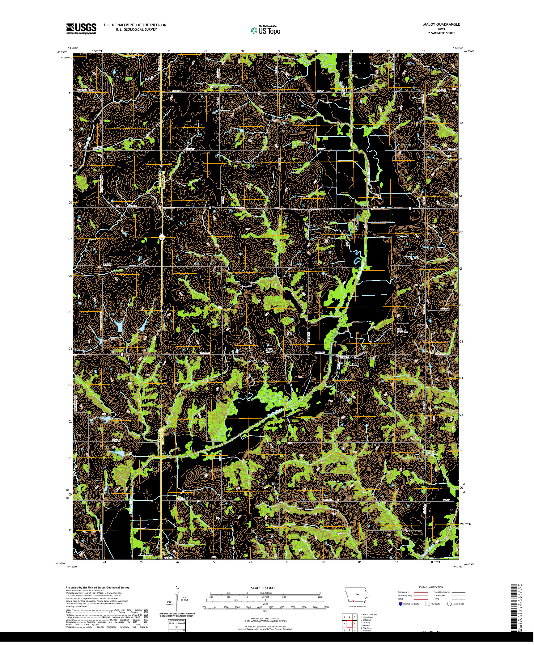 US TOPO 7.5-MINUTE MAP FOR MALOY, IA