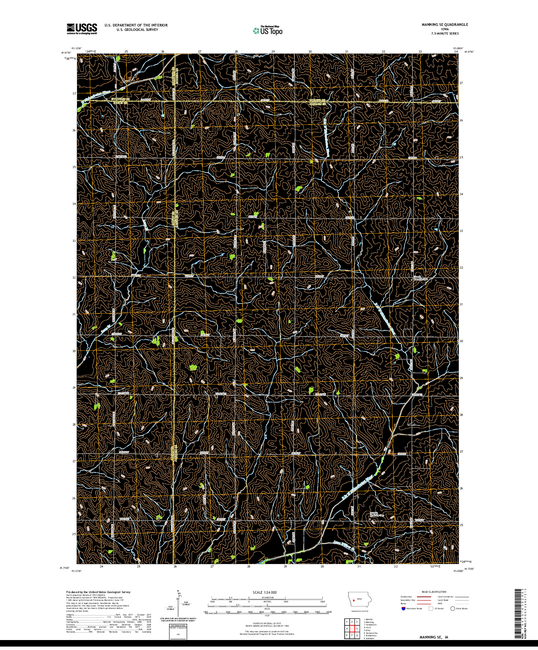 US TOPO 7.5-MINUTE MAP FOR MANNING SE, IA