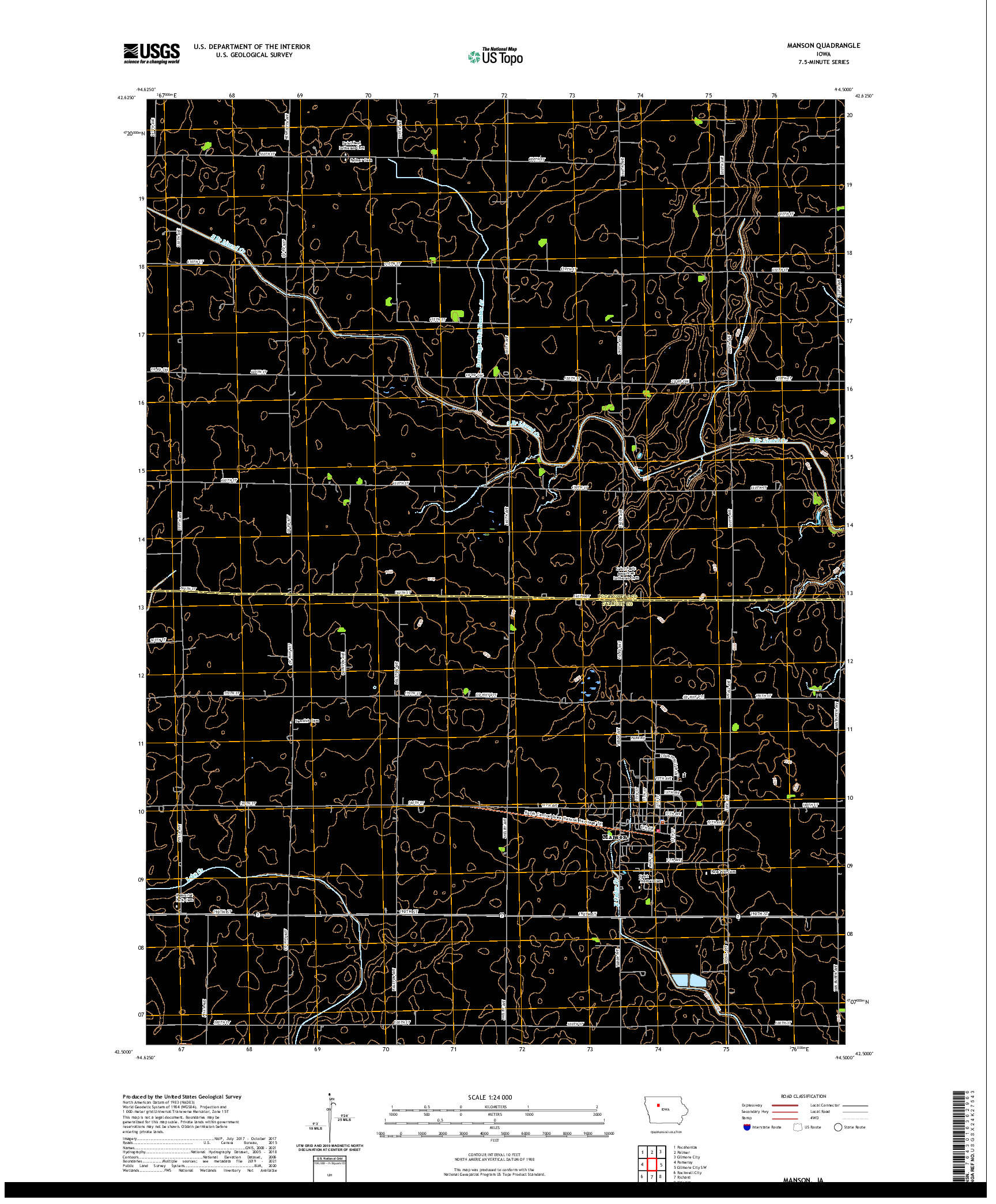 US TOPO 7.5-MINUTE MAP FOR MANSON, IA